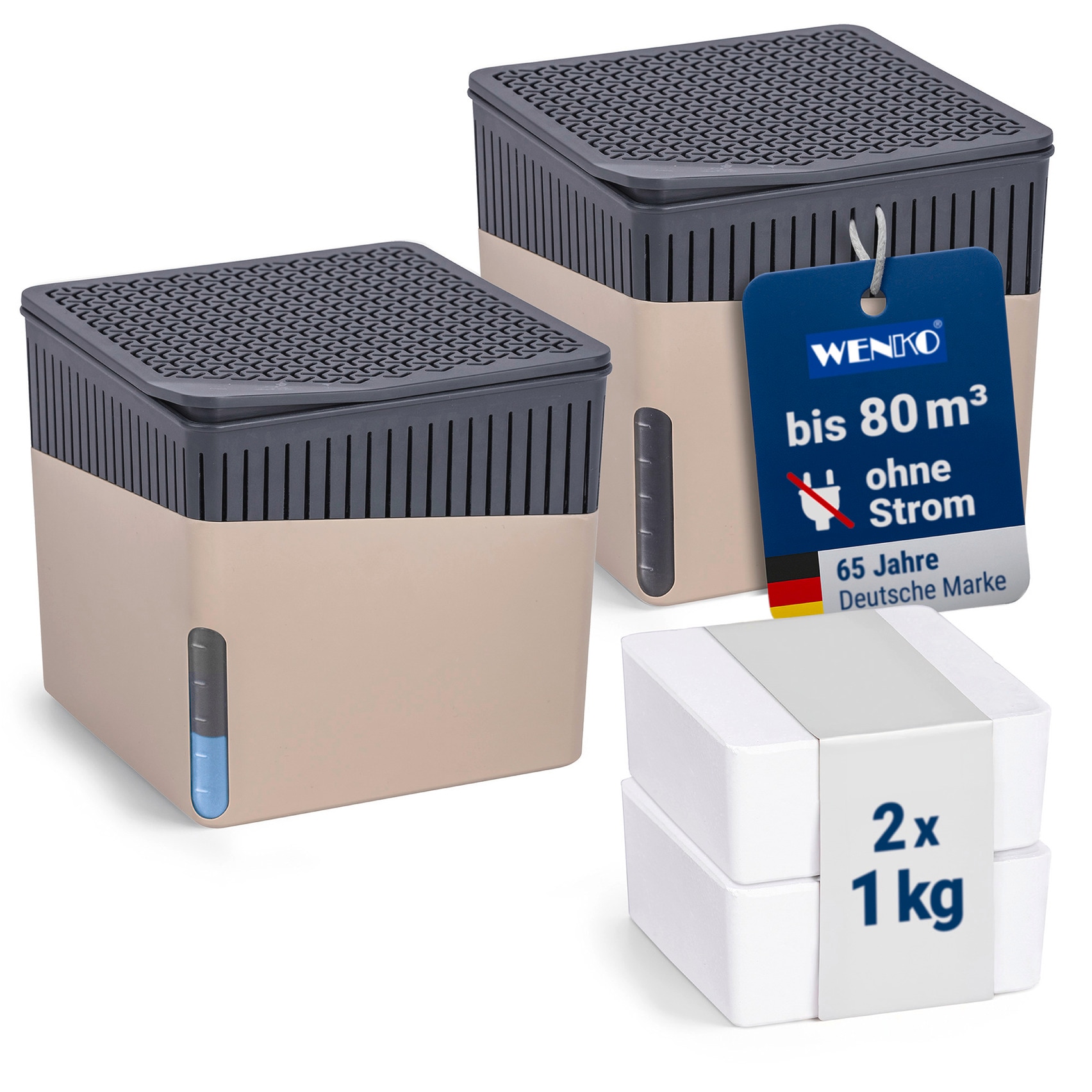 WENKO Luftentfeuchter »Cube« für 80 m³ Räume 2 x 1000g
