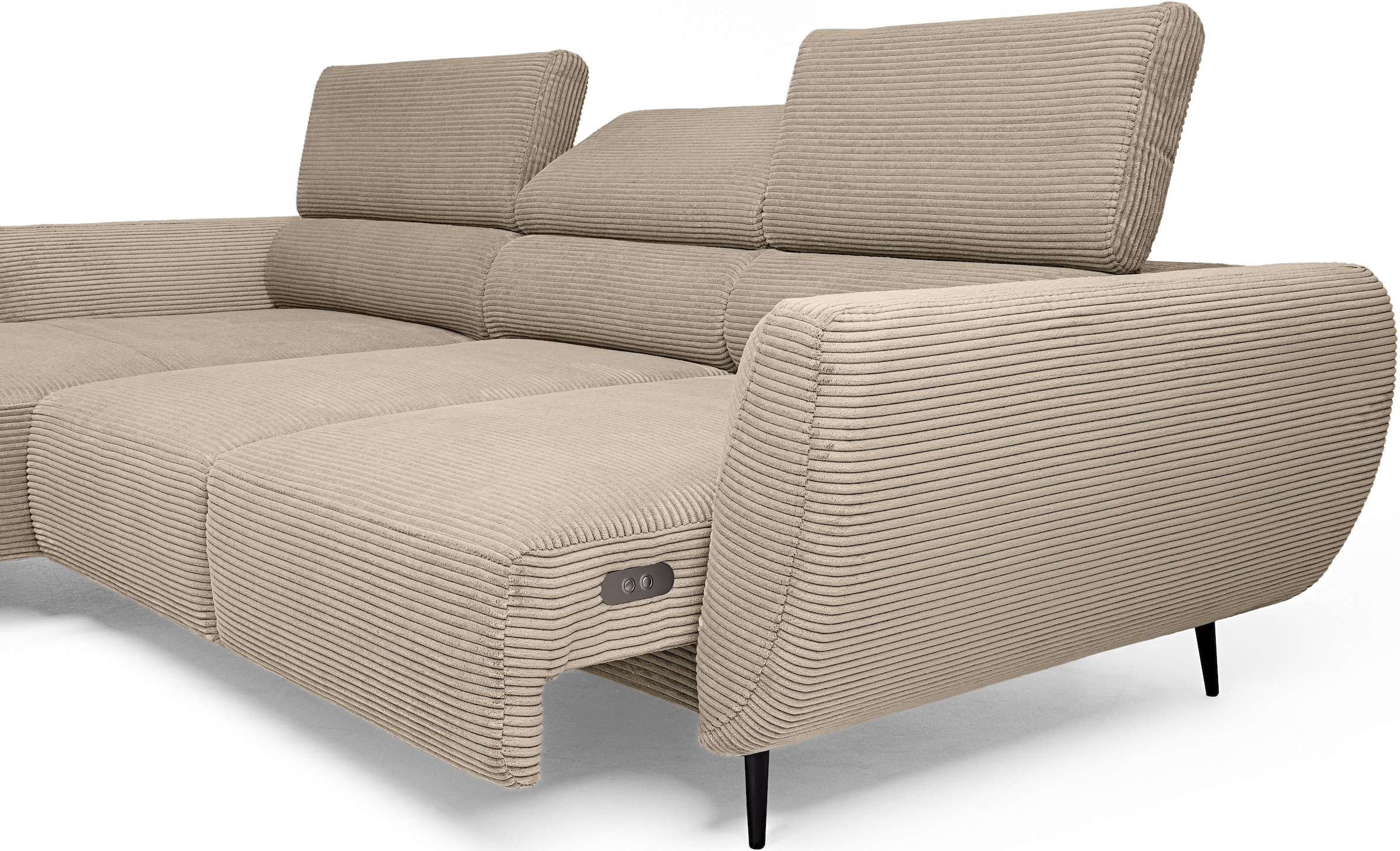 WERK2 Ecksofa »Alisson, mit elektrischer Sitztiefenverstellung, L-Form, Breite 277 cm«, Alisson – flexibler Komfort mit modernem Design und smarten Details.