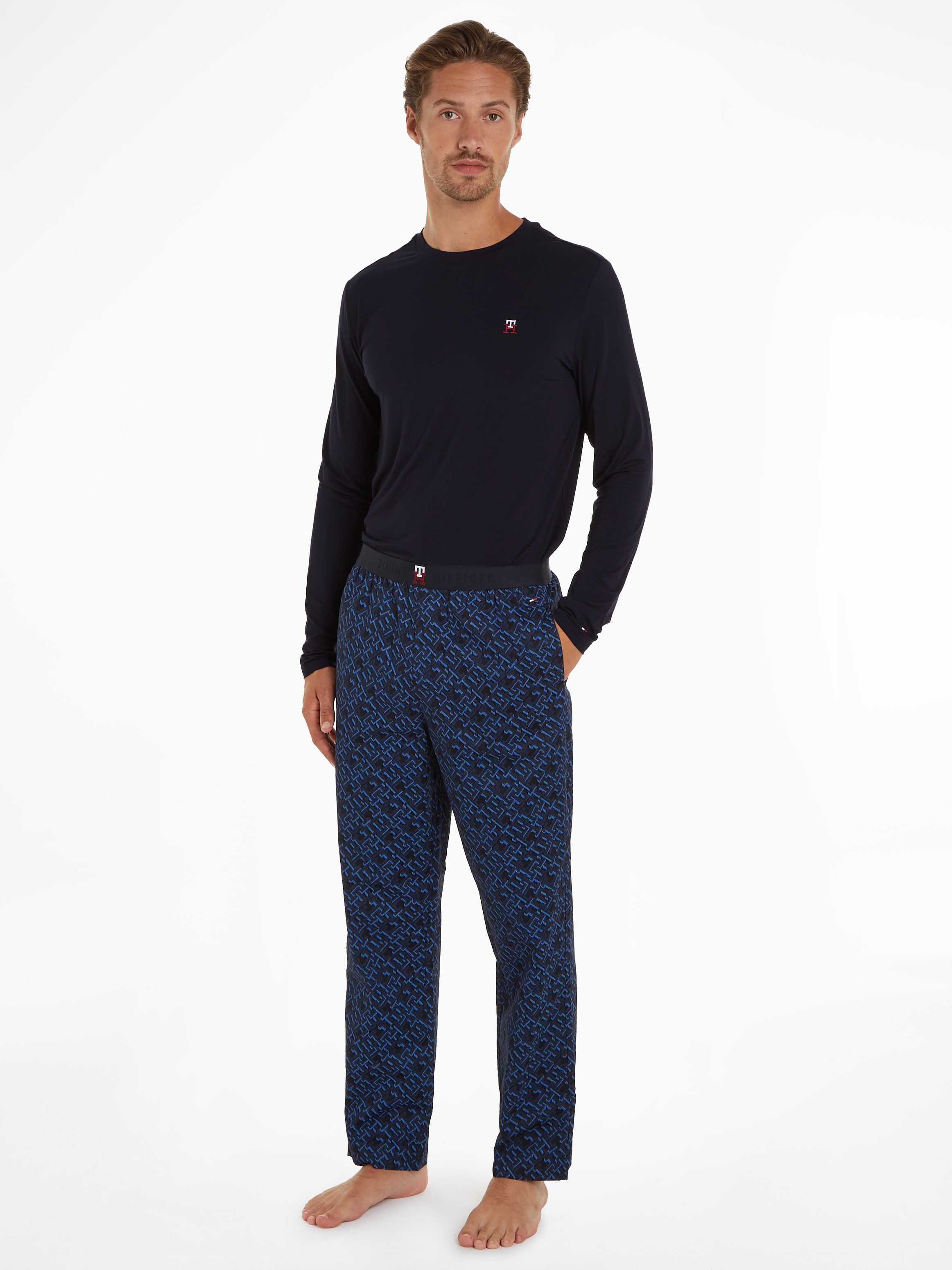 Tommy Hilfiger Underwear Schlafanzug »LS PJ PANT SET PRINT«, mit  Markenlabel bestellen | BAUR
