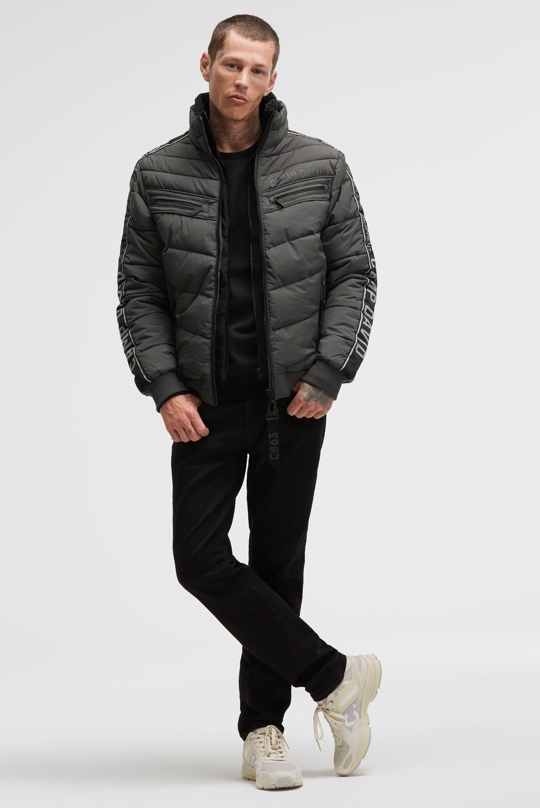 CAMP DAVID Winterjacke ohne Kapuze mit Rippbündchen im Ärmel