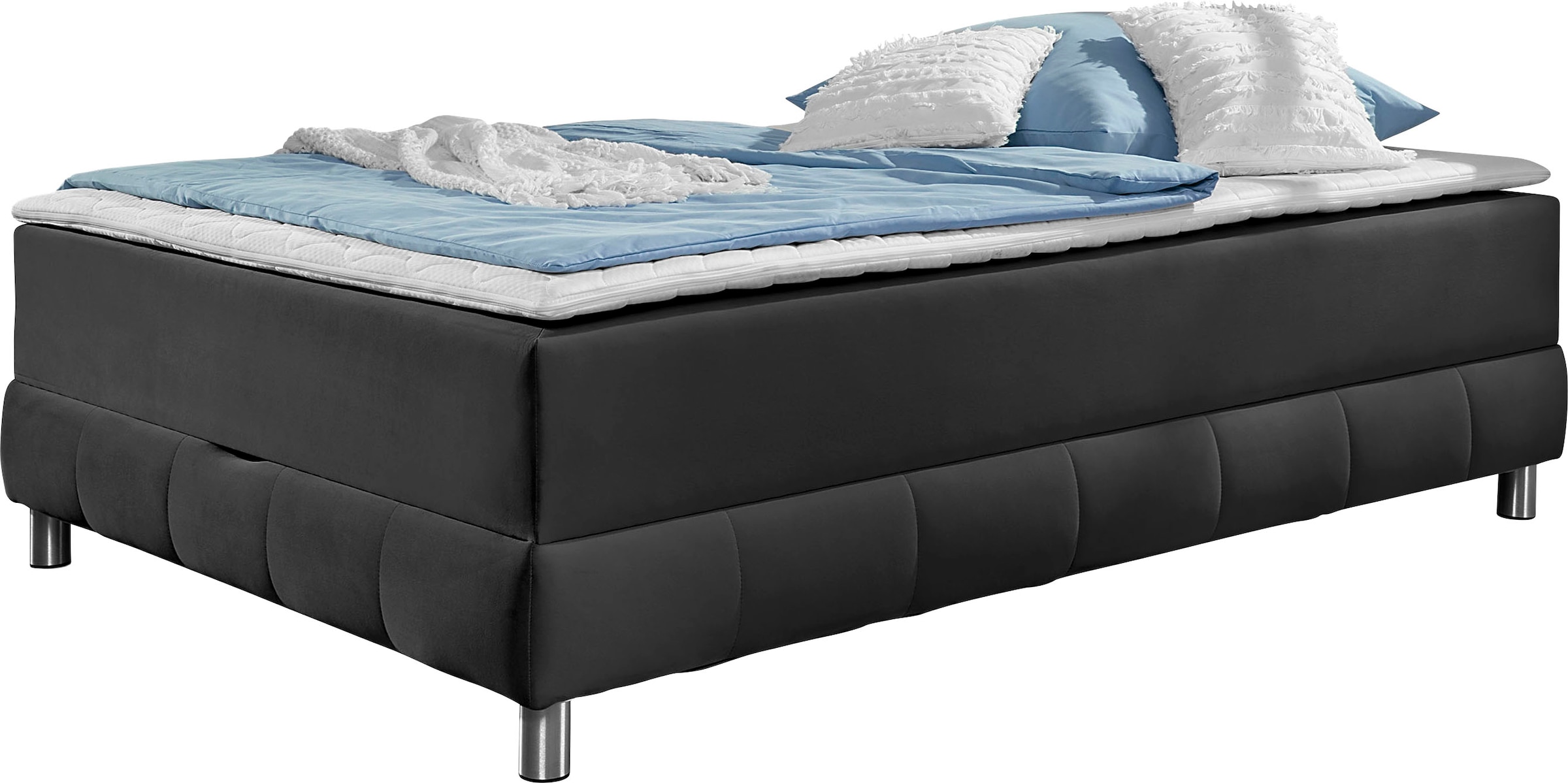 INOSIGN Boxspringbett »Vaasa«, für Dachschrägen geeignet, inkl. Bettkasten und Topper