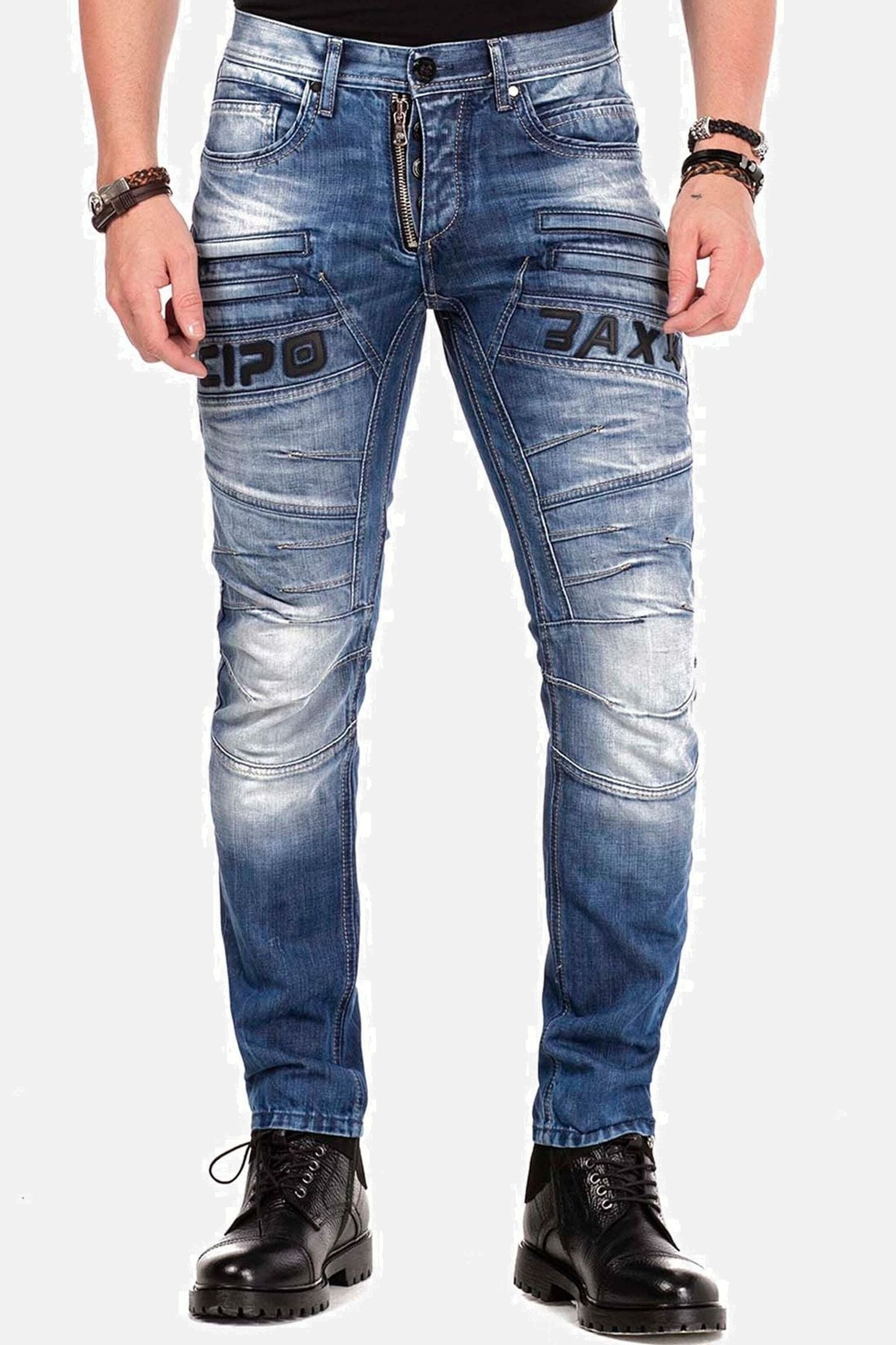 Cipo & Baxx Slim-fit-Jeans "Jeans", mit dekorativer Reißverschluss, CD-491