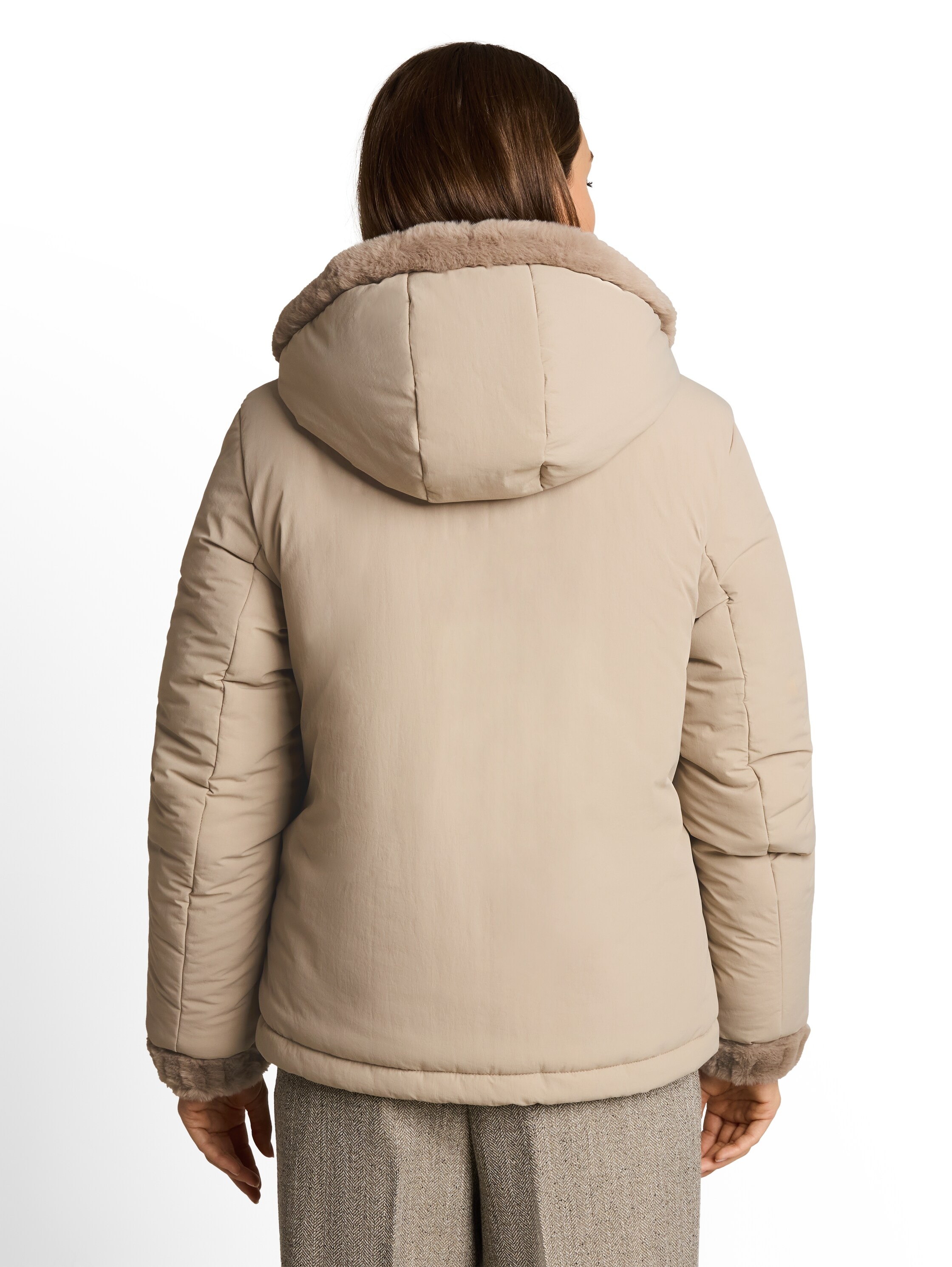 TOM TAILOR Wendejacke »Regular« mit Kapuze beidseitig tragbar / Fleece mit Kapuze / Winterjacke