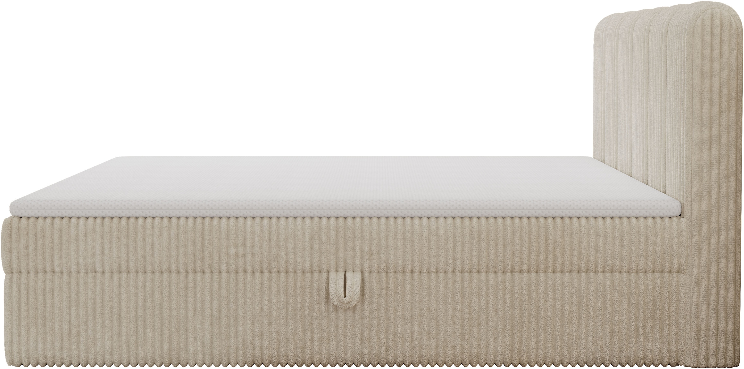 OTTO home Boxbett »SIVVA in der Breite 180cm, flauschiger Breitcord, Farbe: cream« inkl. Taschenfederkernmatratze (H3) & Topper (4cm)