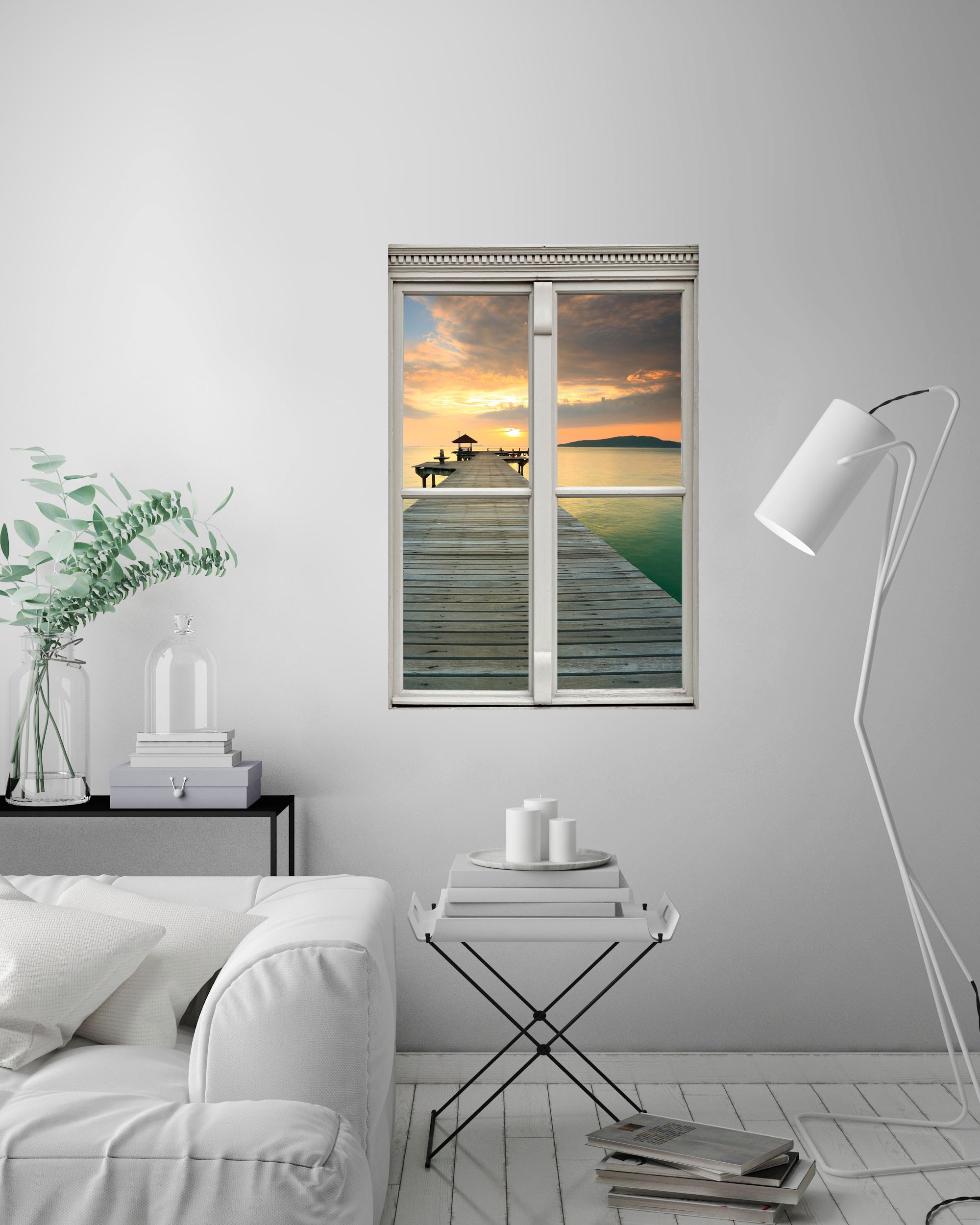queence Wandsticker »Pier«, Wandsticker, Wandbild, selbstklebend, 3D, Fenster