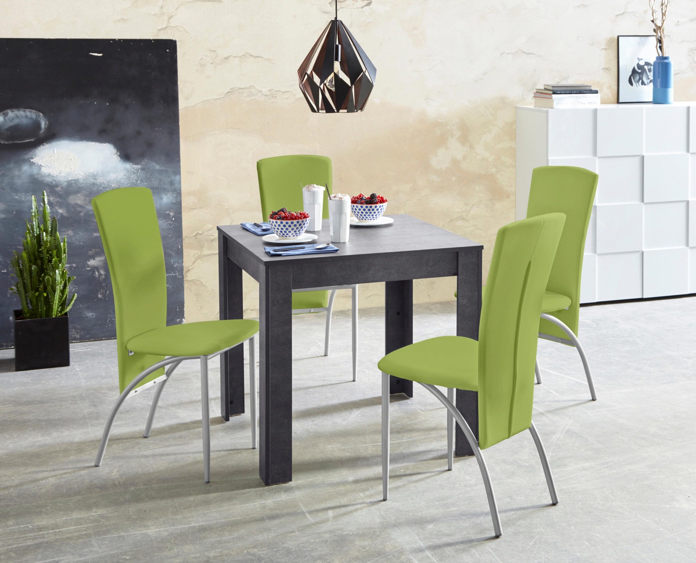 OTTO home Essgruppe Tischbreite 80 cm in schieferfarben, 5tlg. Essgruppe günstig online kaufen