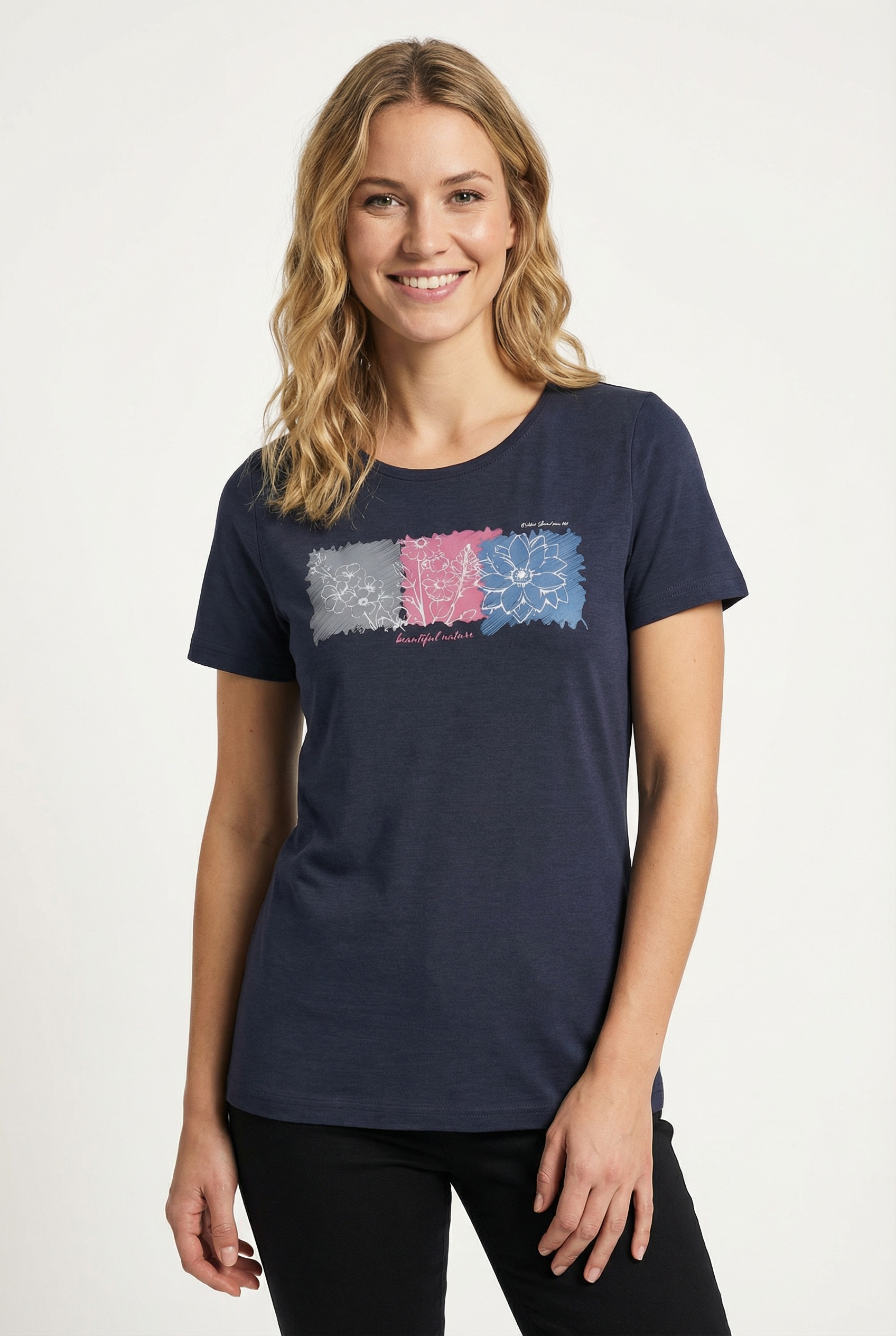 Killtec Funktionsshirt "KOS 18 WMN TSHRT" mit grafischem Brustprint, in Melange-Optik, schnelltrocknend