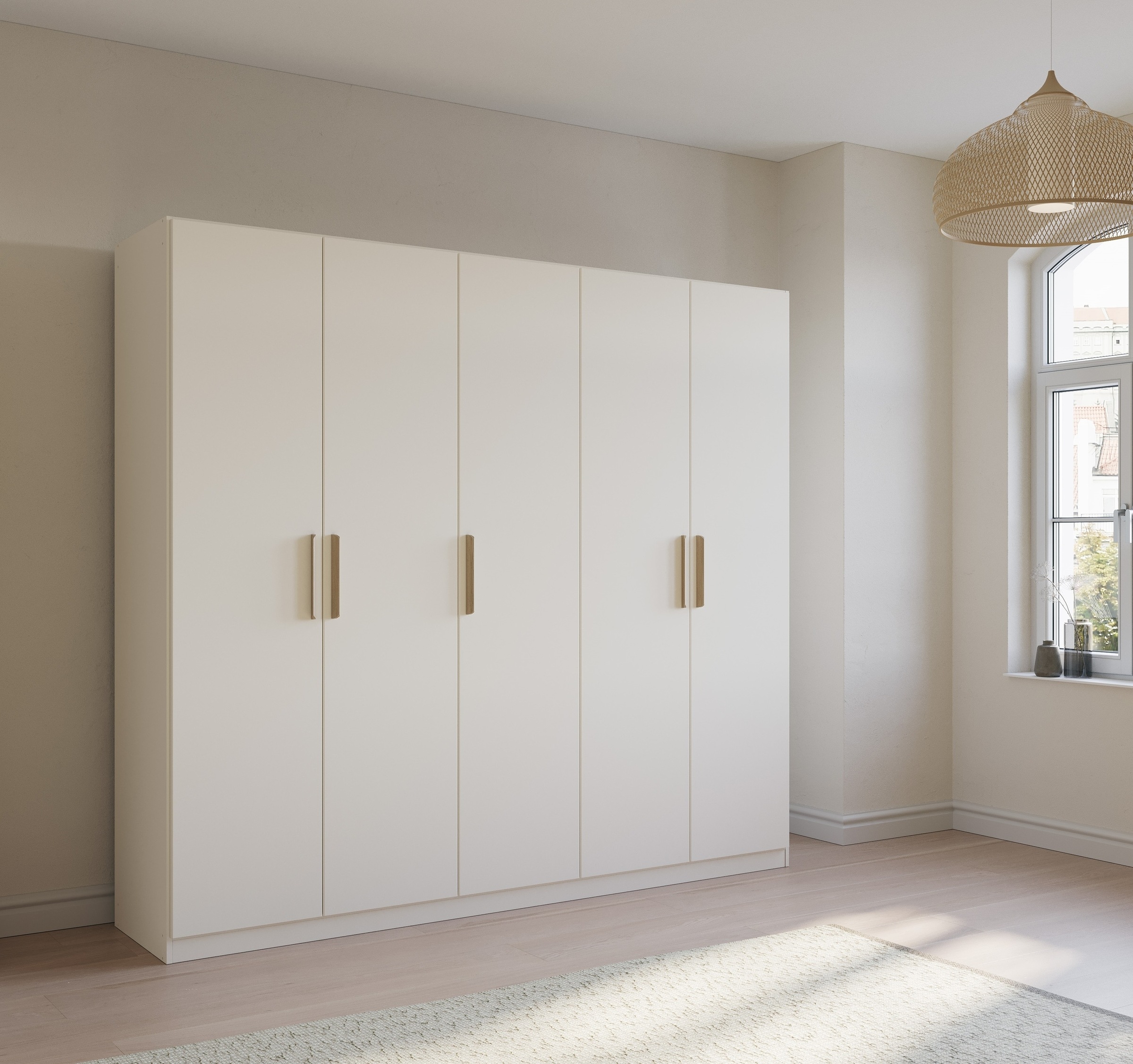 rauch Kleiderschrank »Skandi by Quadra Spin Schlafzimmerschrank«, im Landhaus-Stil mit Massivholzgriffen aus Wildeiche