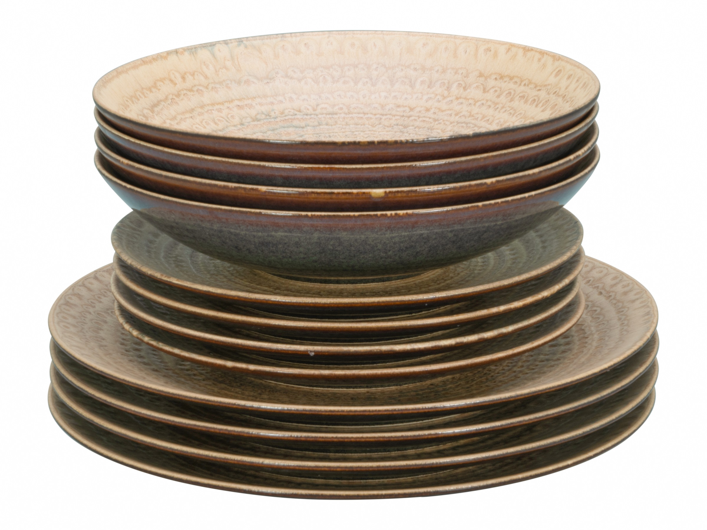 CreaTable Teller-Set »Neapel, Tellerset 12-tlg.« Edles Tellerset, Vulkanoptik