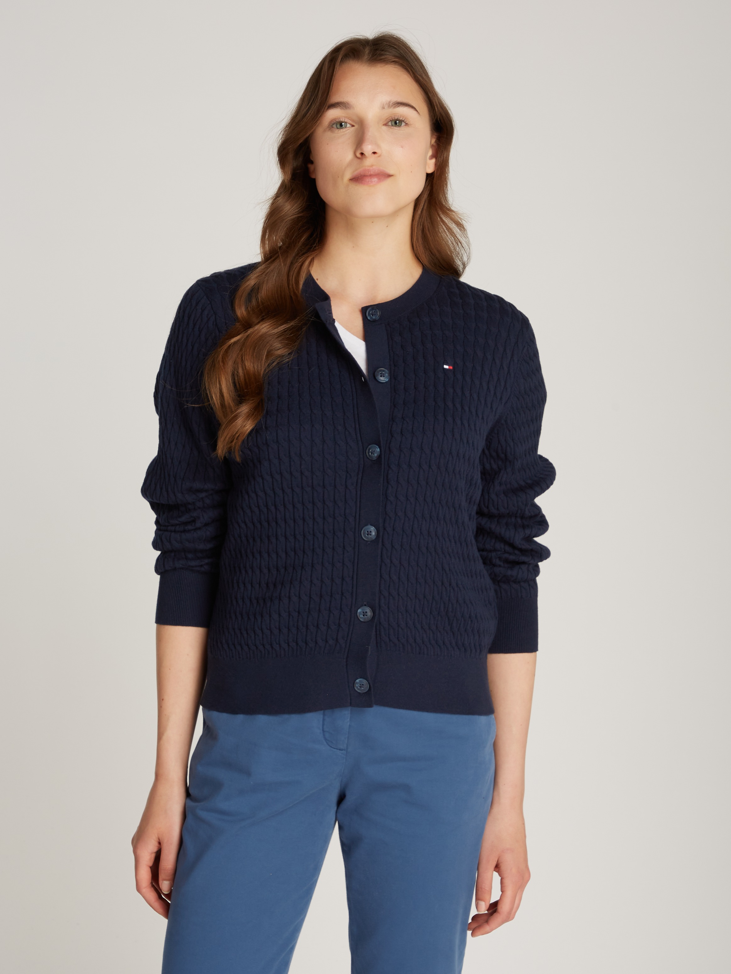Tommy Hilfiger Strickjacke mit Zopfstrickmuster günstig online kaufen