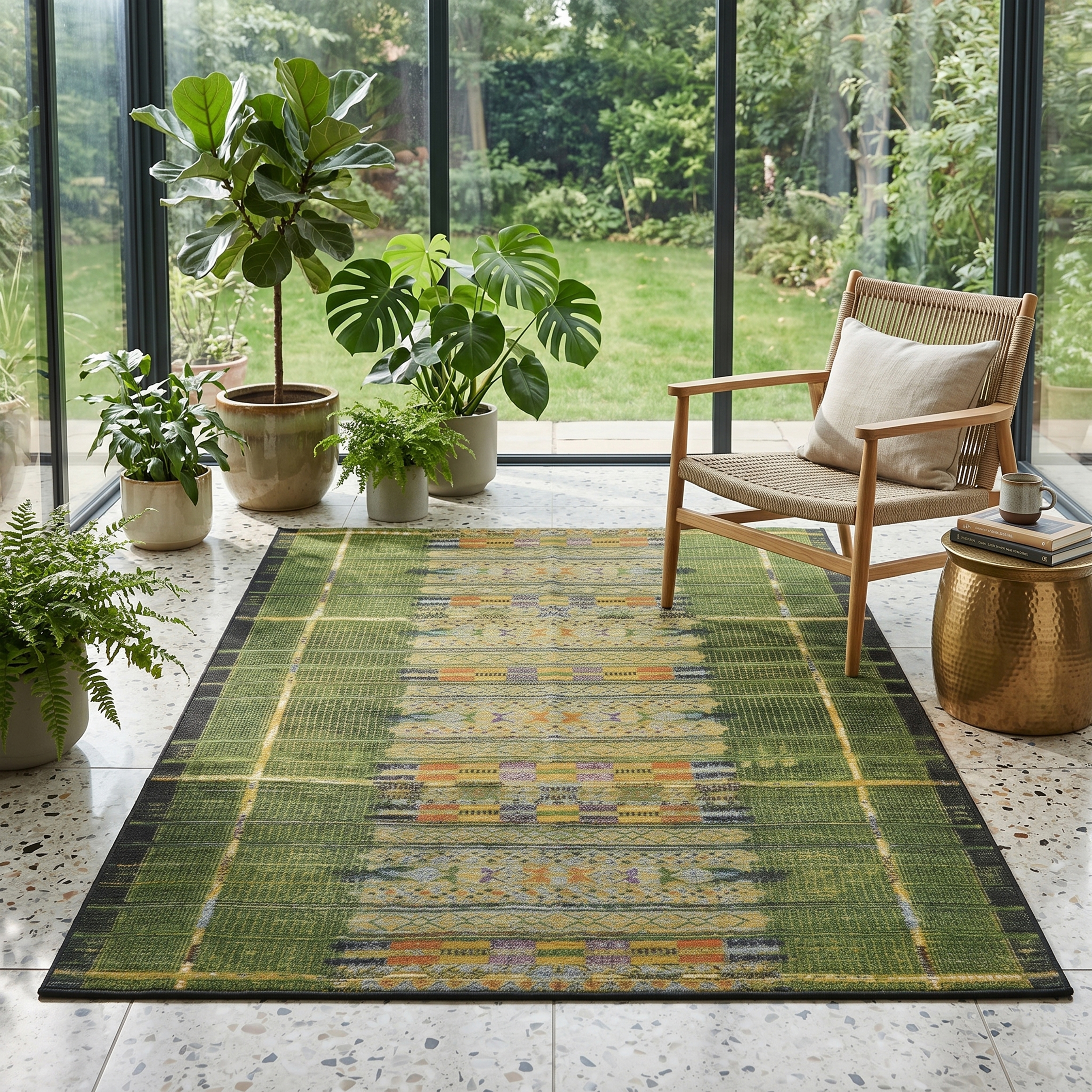 Gino Falcone "Outdoor-Africa 38" rechteckig 5 mm Höhe Flachgewebe, Ethno Style, In- und Outdoor geeignet