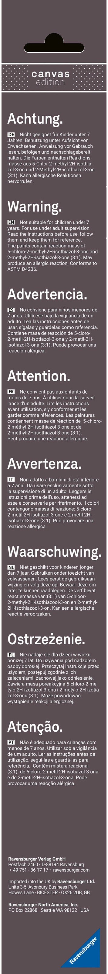 Ravensburger Malen nach Zahlen »CreArt, Leinwand Gedankenblumen«, Made in Europe