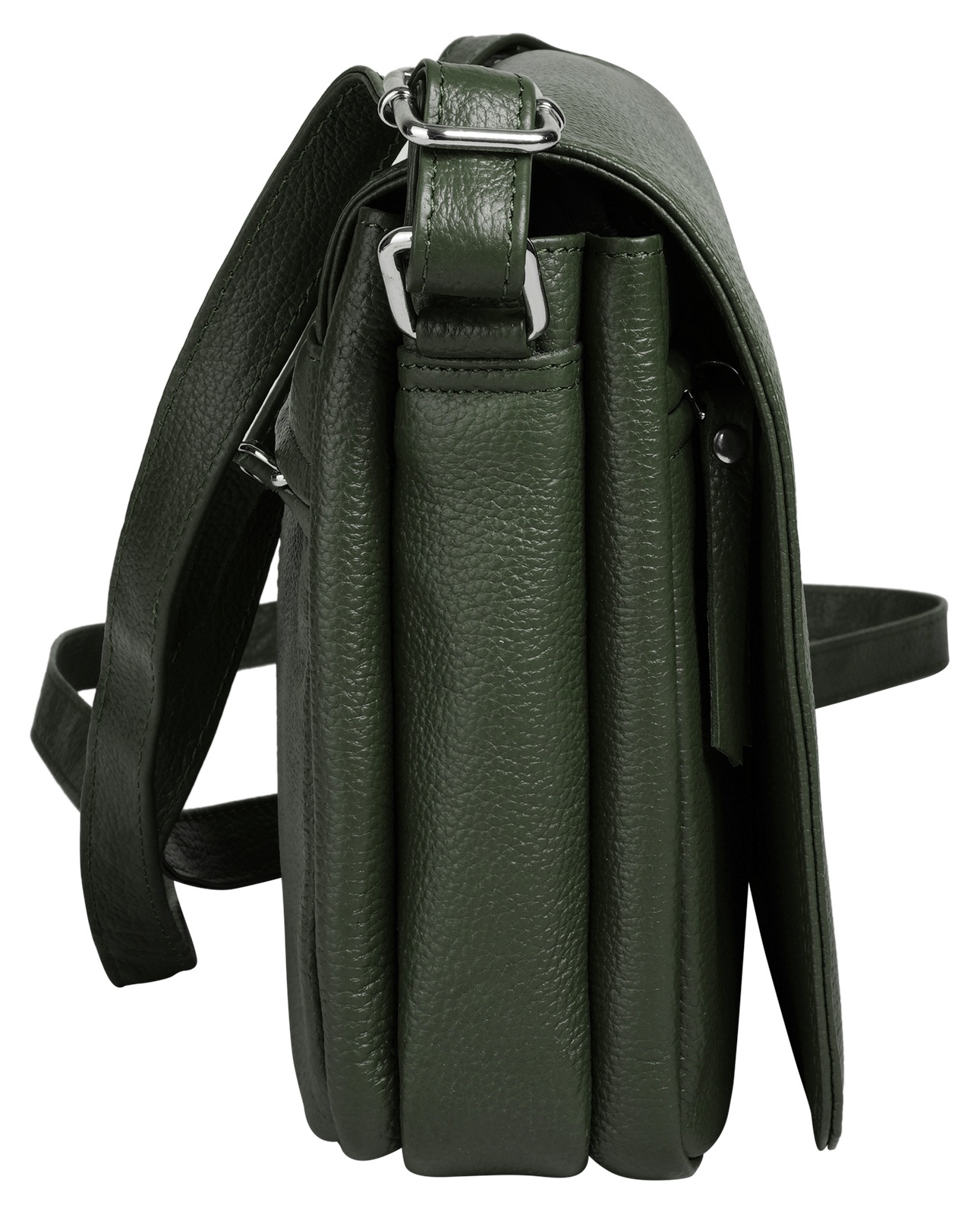 Umhängetasche BRUNO BANANI, Damen, Gr. B/H/T: 24cm x 19cm x 7cm onesize, grün (oliv), Leder, leicht glänzend, unifarben, Taschen Umhängetasche, echt Leder 3