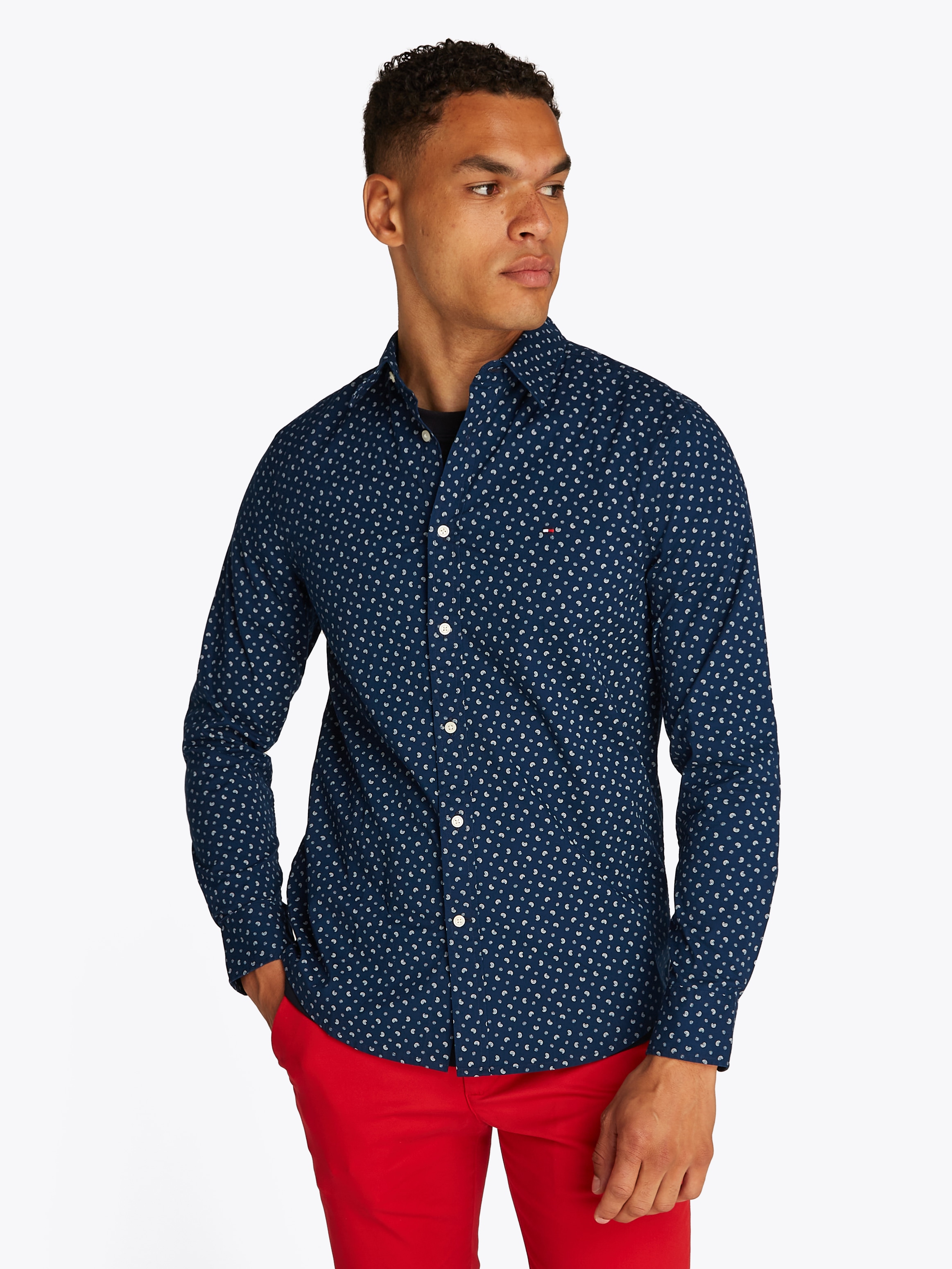 Tommy Hilfiger Langarmhemd "FLEX POPLIN AOP Slim Fit SHIRT" mit Alloverprin günstig online kaufen