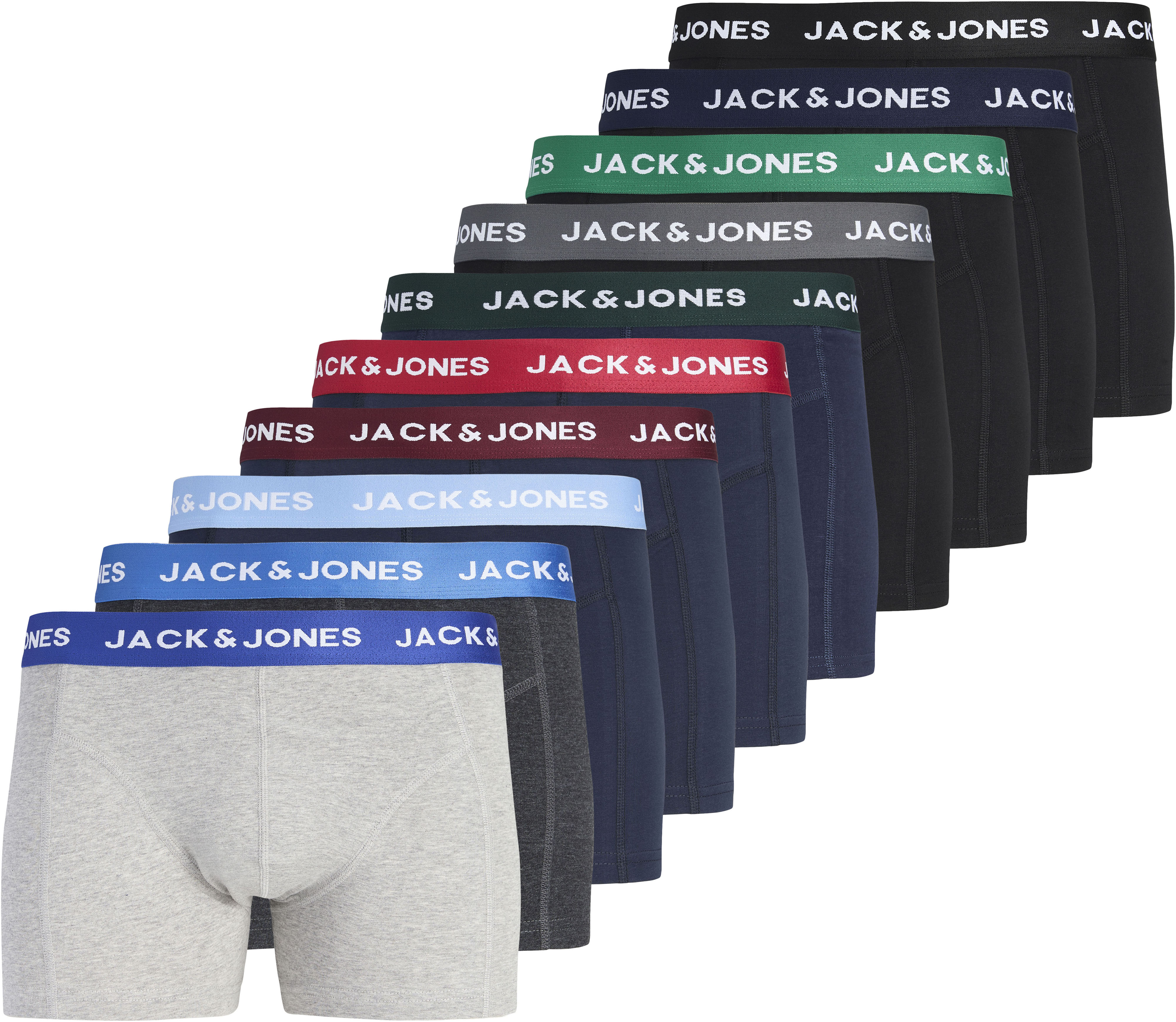 Jack & Jones "JACFLOWER Microfiber mit Logobund, Blumenprint und Stretchkomfort" Packung, 10er-Pack, 10 Stk. eng anliegend, Microfaser, schnelltrocknend