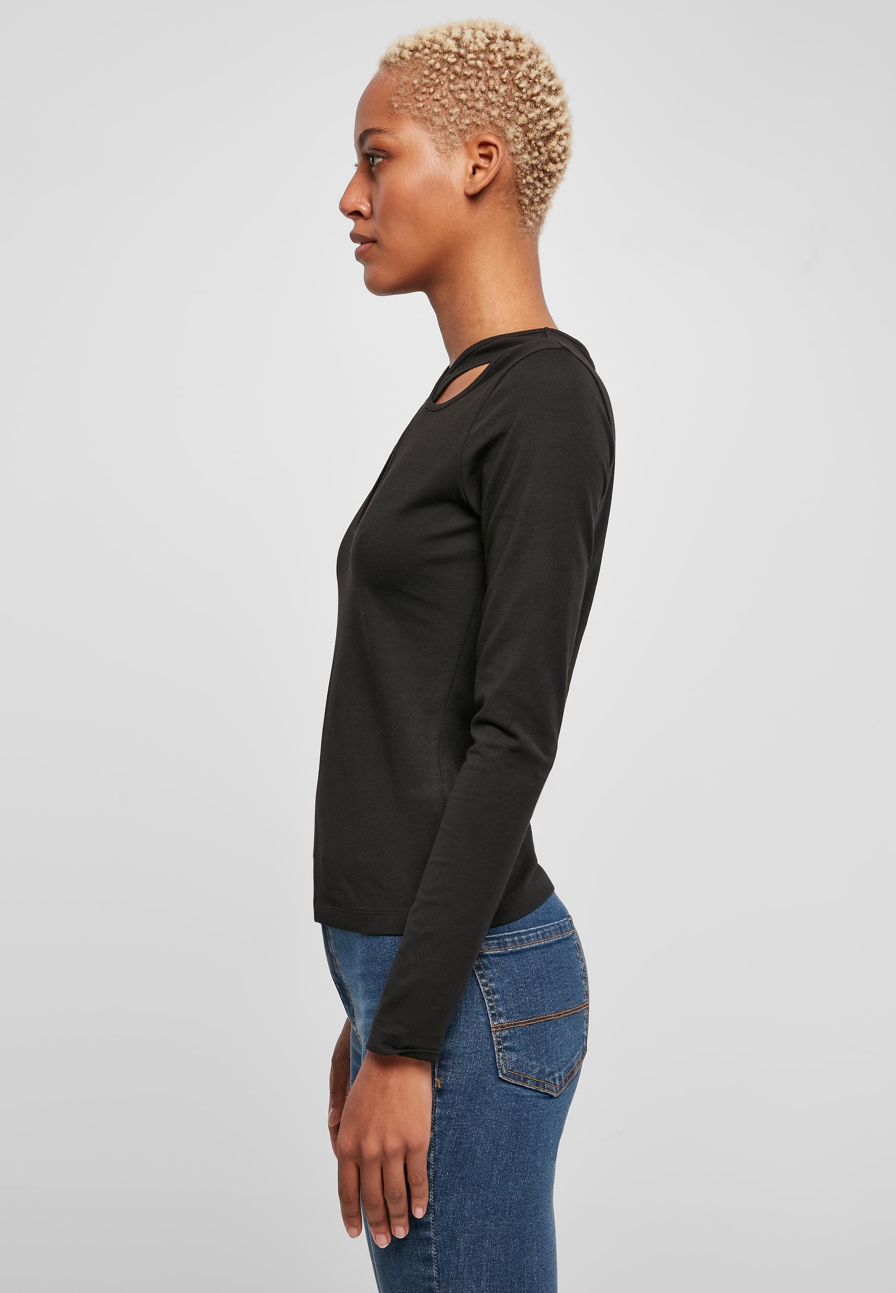 URBAN CLASSICS Longsleeve »Urban Classics Damen Ladies Crossed Cut Out Longsleeve«, (1 tlg.)