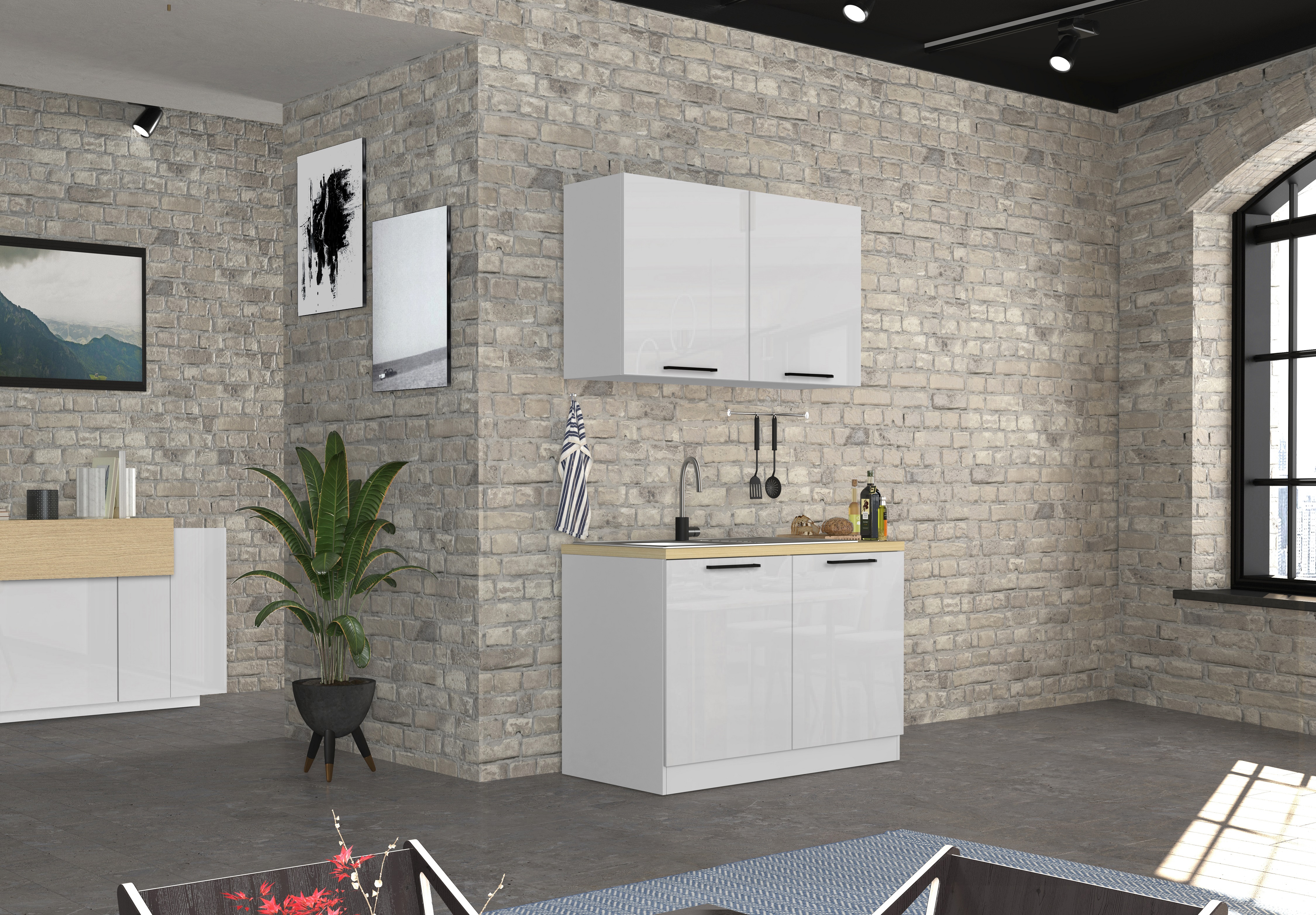 Preisvergleich für KOCHSTATION Spülenschrank Luna, Unterschrank für Spüle, Küchenspülenschrank, Made in Italy B/T/H: 120×60×85 cm, inklusive, BxHxT