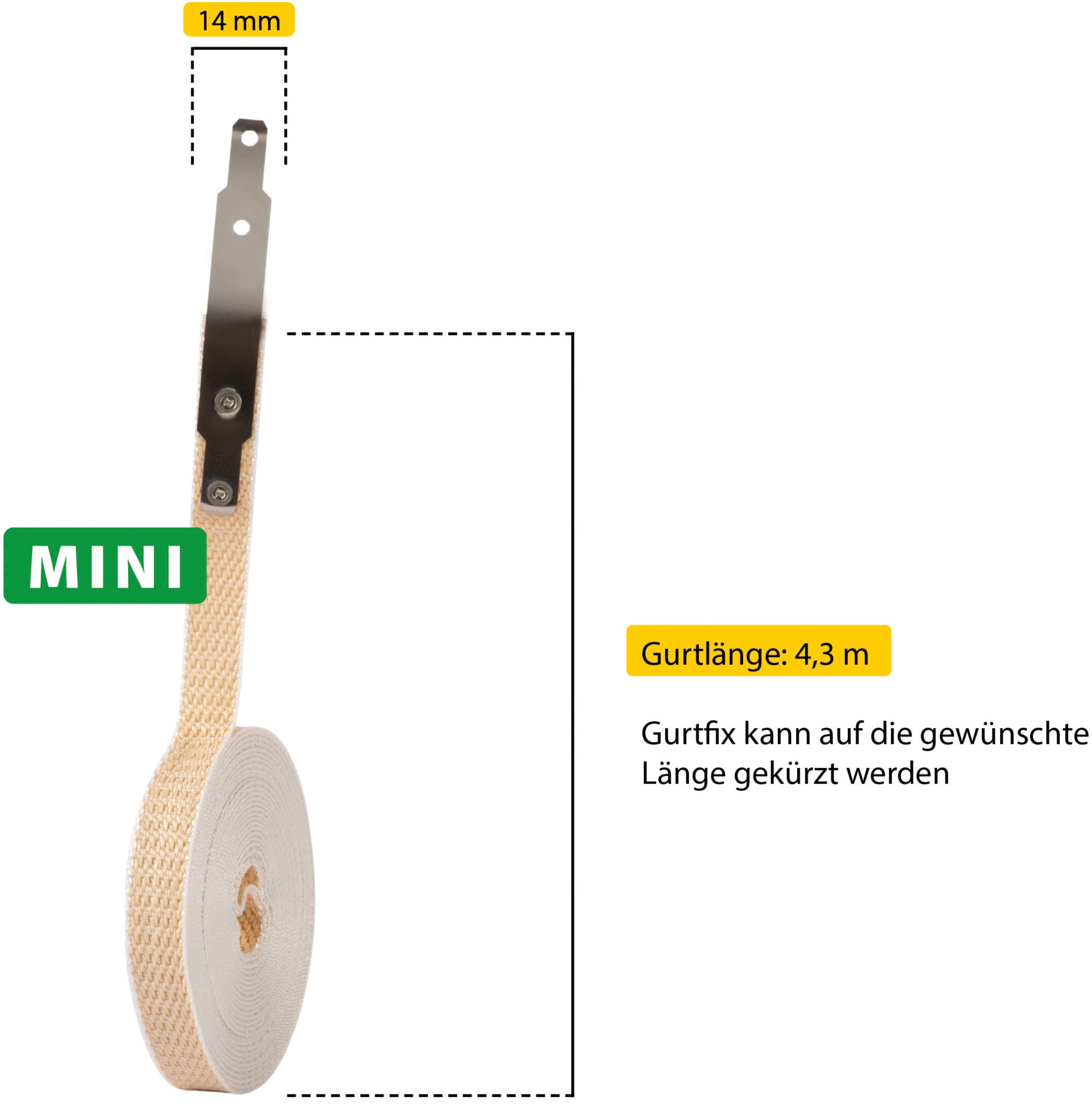 SCHELLENBERG Reparatur-Set »GURTFIX Mini«, (1 St.), für alte oder verschlissene  Gurtbänder, 14 mm, beige | BAUR