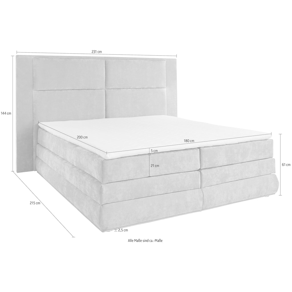 COLLECTION AB Boxspringbett Copenhagen, inklusive Bettkasten und Topper, wahlweise mit LED-Beleuchtung