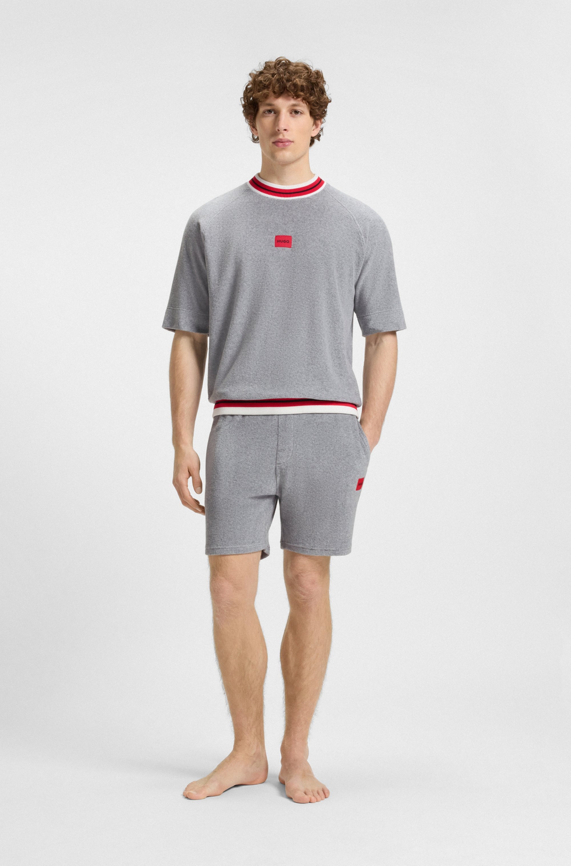 Thumbnail - HUGO Underwear Sweatshorts "JAXON" kontrastfarbene Details, Tunnelzug