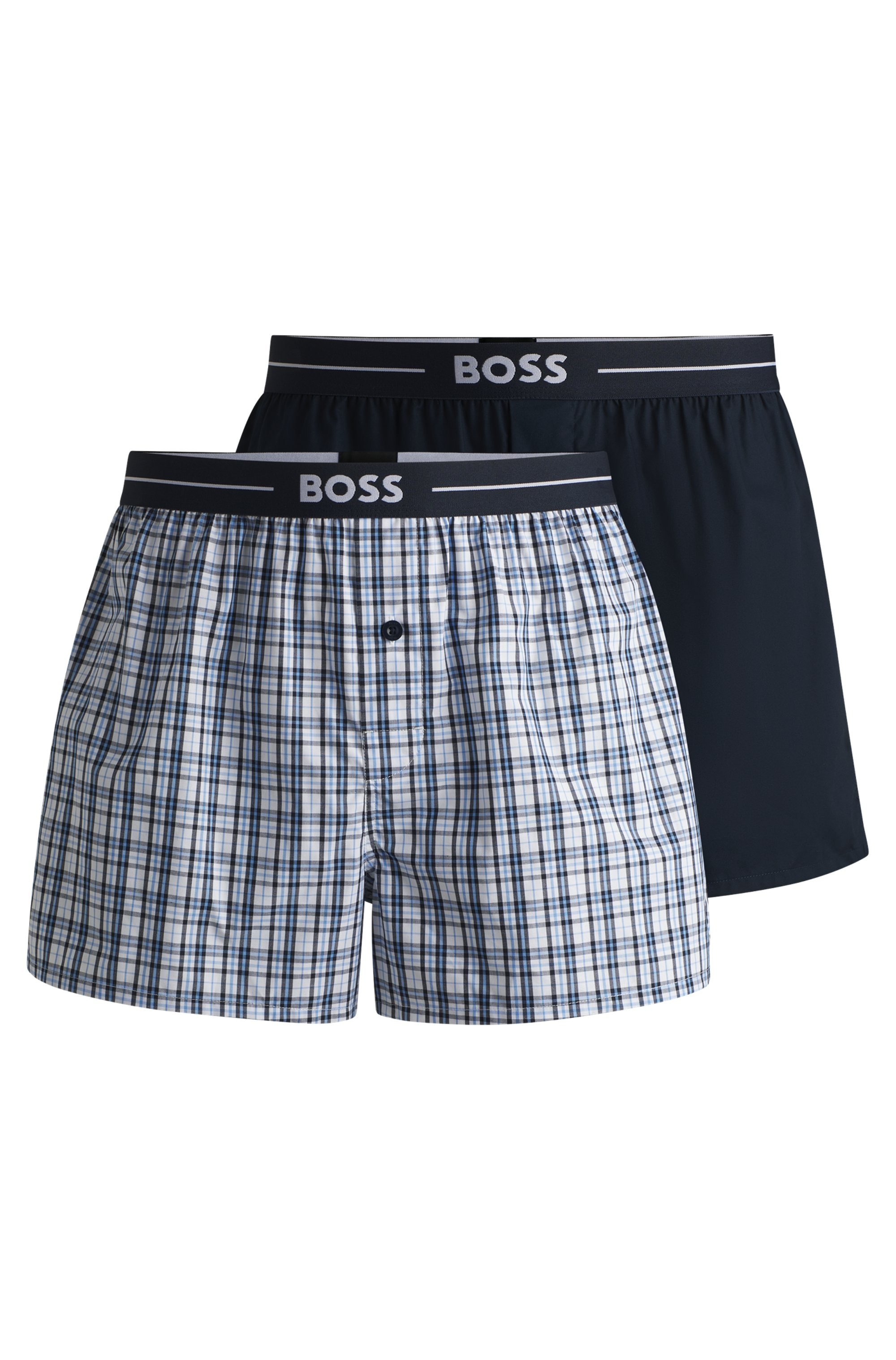 BOSS Herren Webboxer "2P", Gr. S, blau, Obermaterial: 100% Baumwolle, Unterhosen