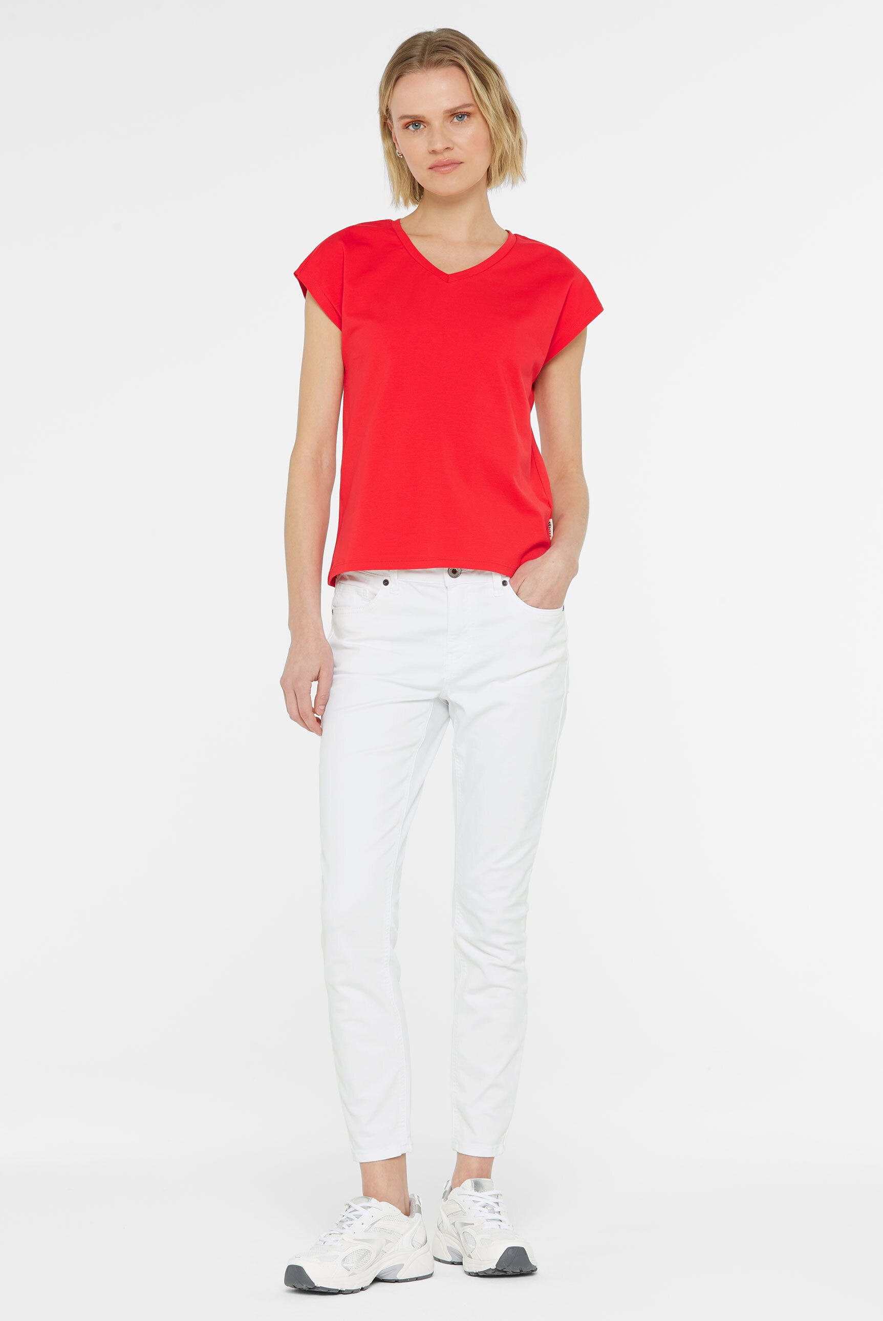 SENSES.THE LABEL V-Shirt mit überschnittenen Schultern
