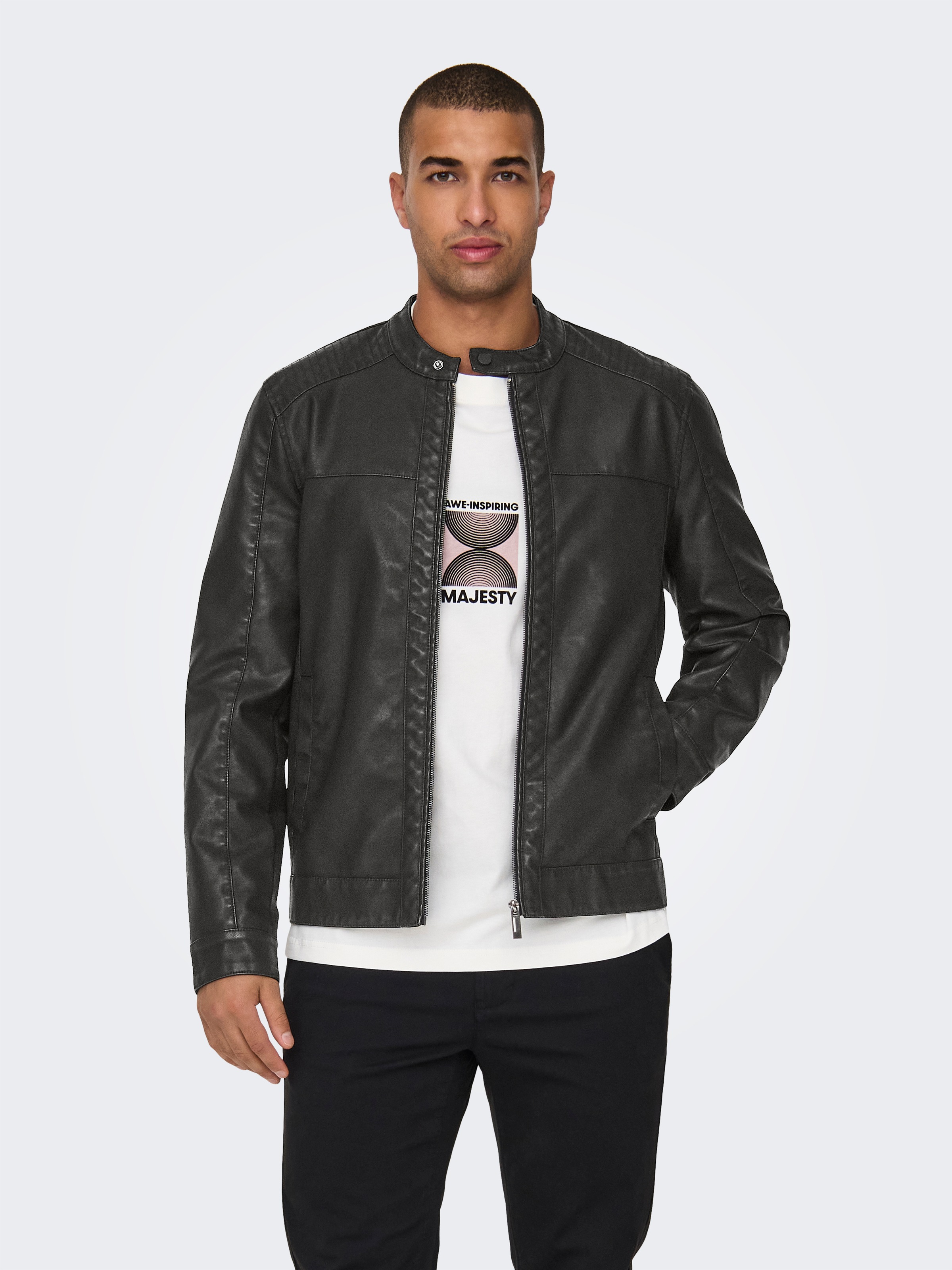 ONLY & SONS Bikerjacke "MIKE PU RACER JACKET", ohne Kapuze günstig online kaufen