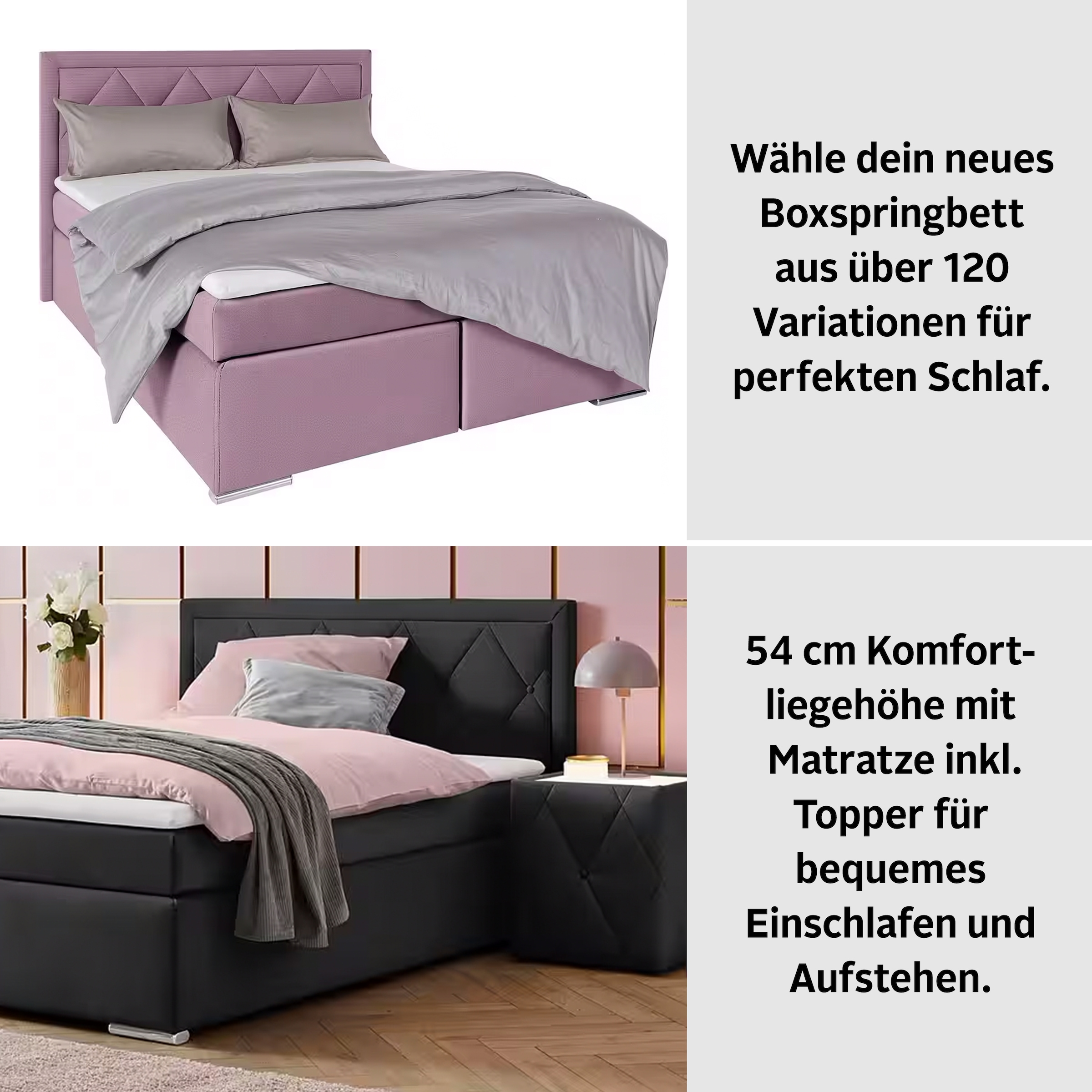 Leonique Boxbett »Alfie, Bestseller, wahlweise mit Bettkasten«, mit Knopfheftung im Kopfteil, H2, H3 und H4 wählbar