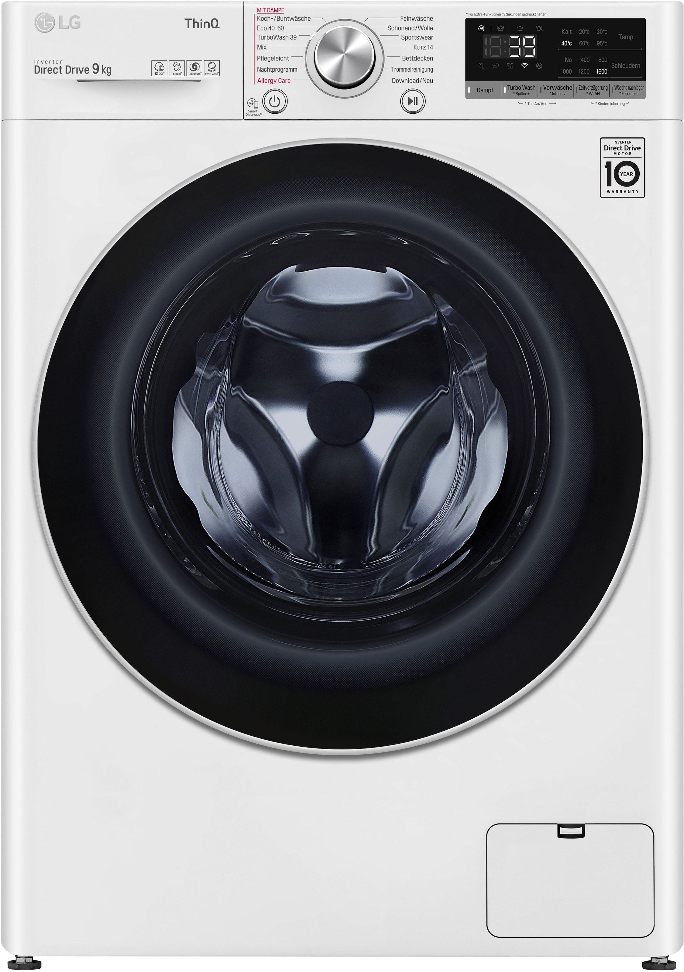 LG Waschmaschine BAUR nur - | »F6WV709P1«, F6WV709P1, 39 1600 U/min, in kg, 9 Minuten Waschen TurboWash®