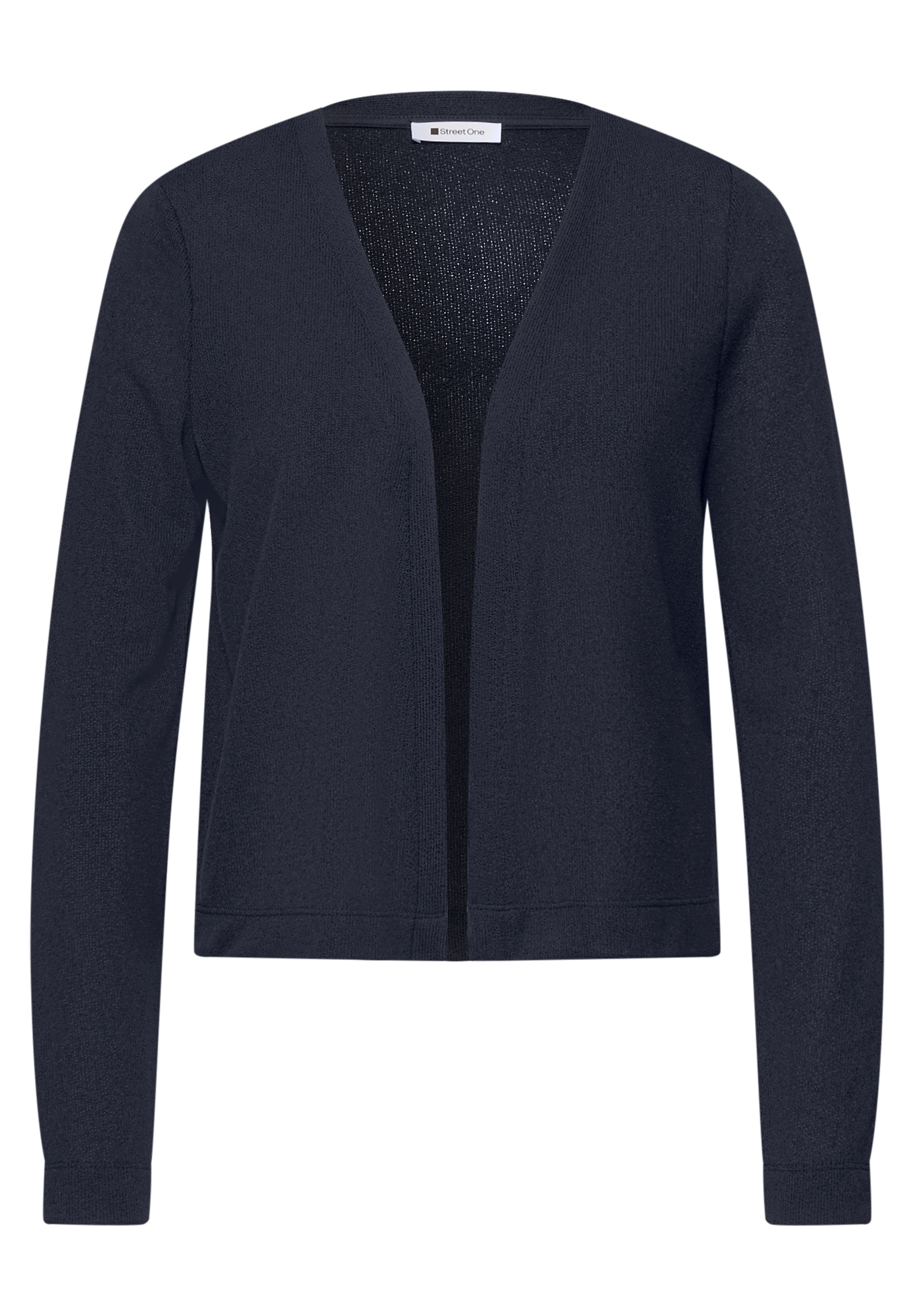 Strickjacke STREET ONE "Style Nette", Herren, Gr. 34, shadowed navy, Jersey, Obermaterial: 60% Viskose, 40% Polyester, normal hüftbedeckend, V-Ausschnitt, abgerundeter Saum, Strickjacken Strickjacke, in offener Passform 6