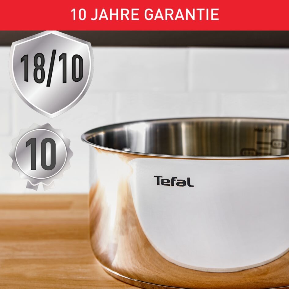 Tefal Topf-Set »Duetto+ G719S7« Set, Kochtopf mit Glasdeckel 16/20/24 cm, Stielkasserolle 16 cm, 7 Stk. tlg. Edelstahl 18/10