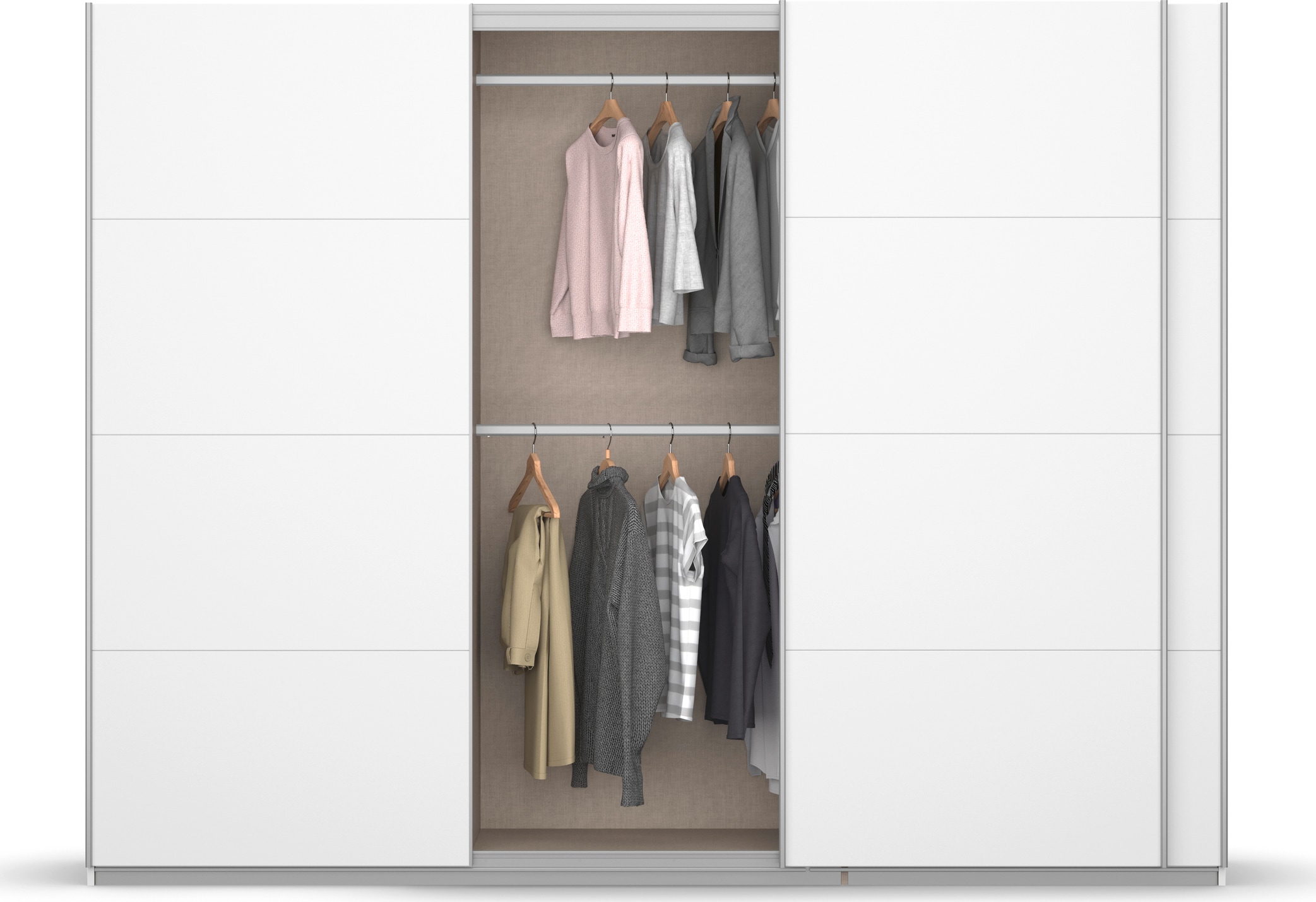 rauch Schwebetürenschrank »Kleiderschrank Schrank Garderobe KOLUNA mit Dekor-Front«, inkl. 2 Innenschubladen sowie extra Einlegeböden MADE IN GERMANY