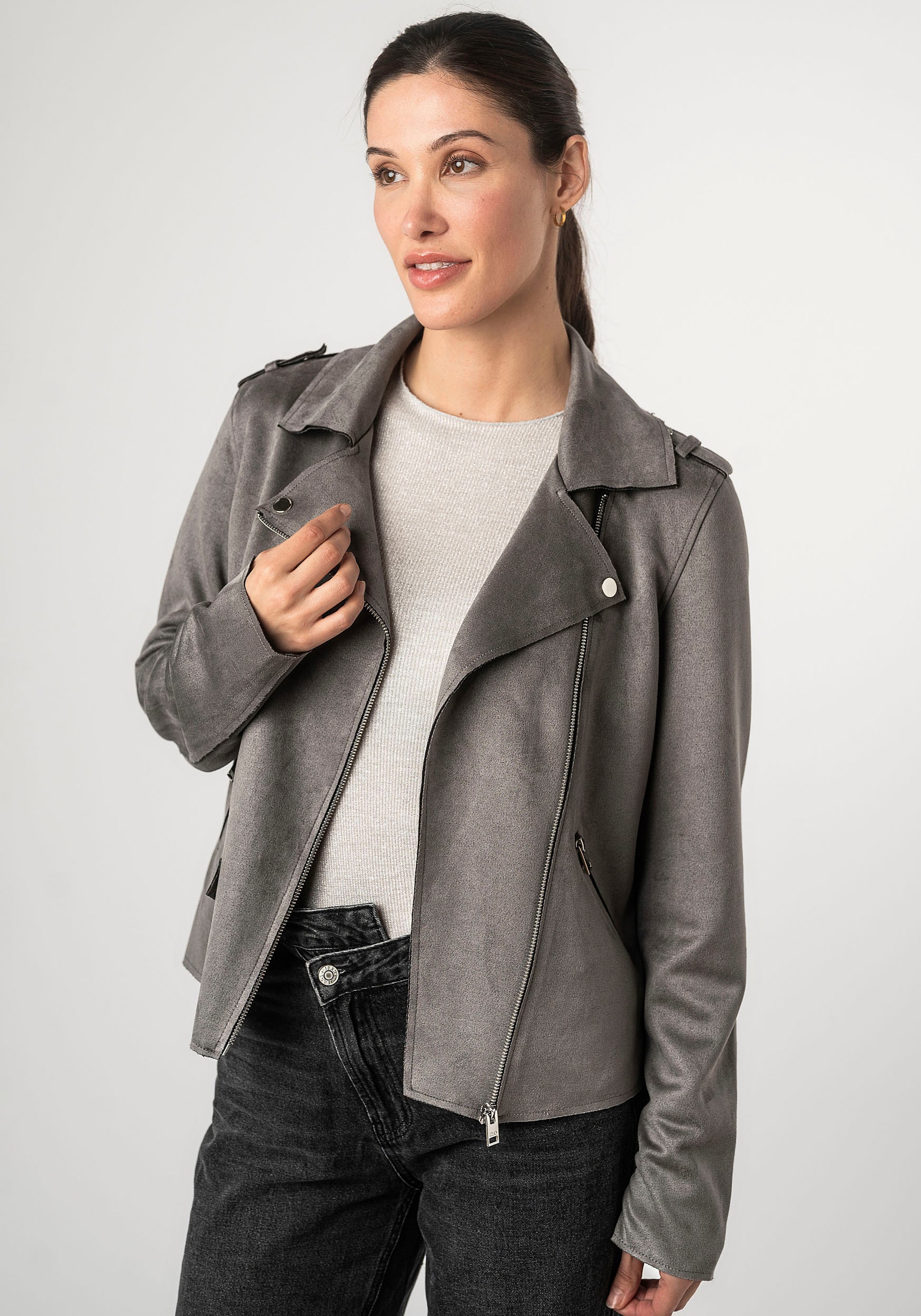 Mauritius Lederimitatjacke »2Wtomiwa« mit Schulterklappen, mit Nieten