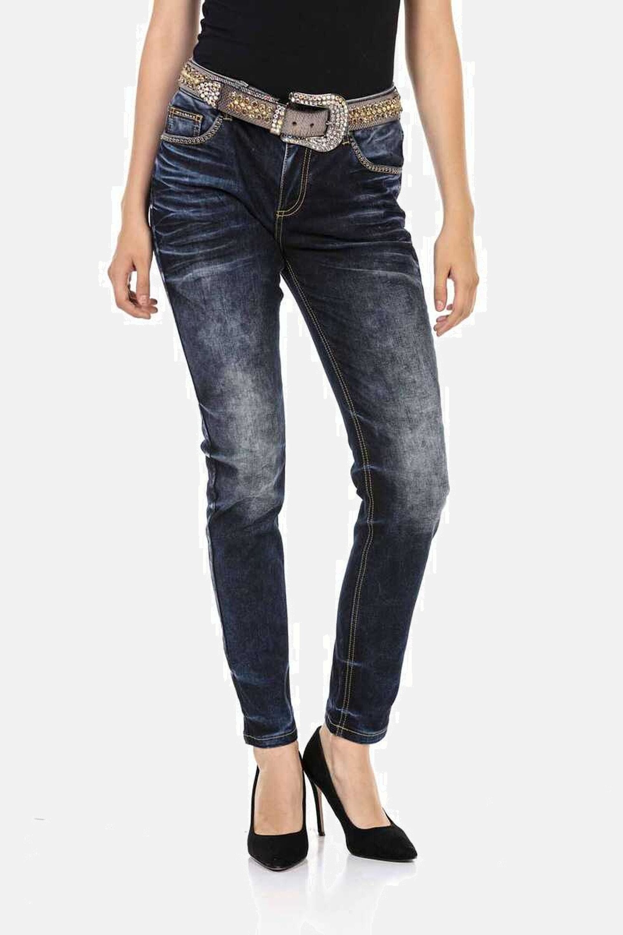 Cipo & Baxx Slim-fit-Jeans "Jeans", Mit glänzenden Nieten, WD465