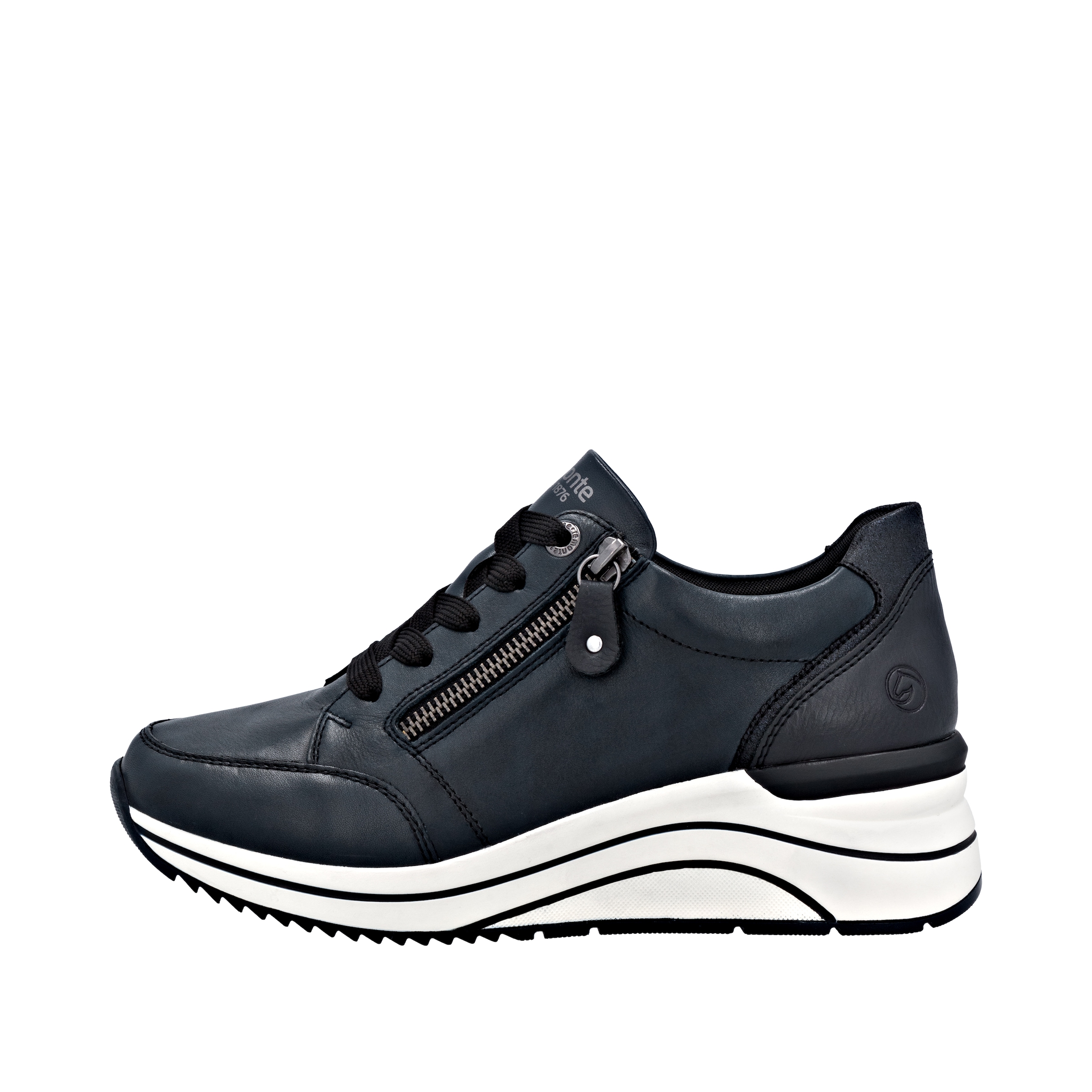 Remonte Keilsneaker, Freizeitschuh, Halbschuh, Schnürschuh mit goldfarbenem Logoanhänger