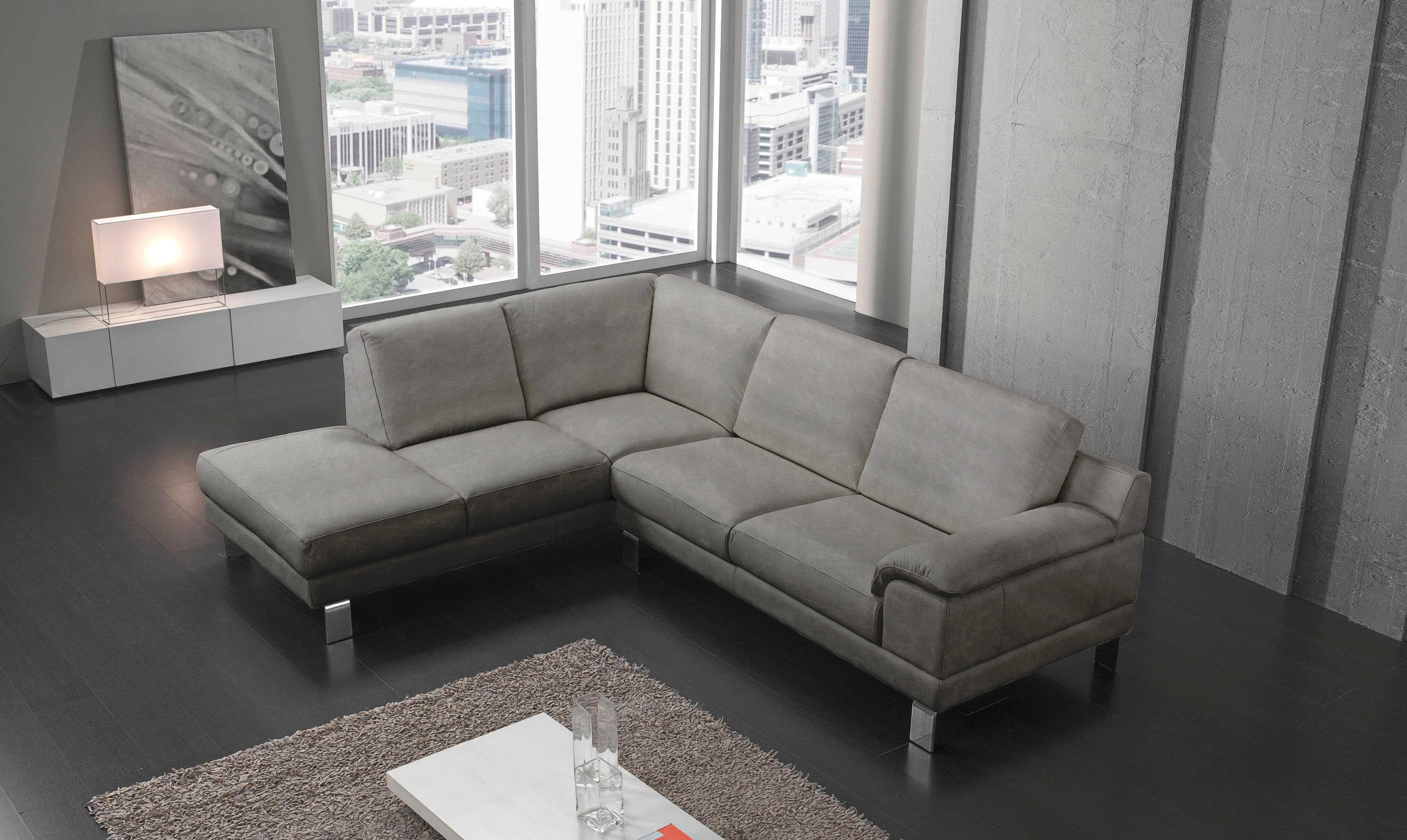 Egoitaliano Ecksofa "Shakira, Design und Sitzkomfort auf hohem Niveau, tolle Details" mit Ottomane, L-Form, elegante Metallfüße