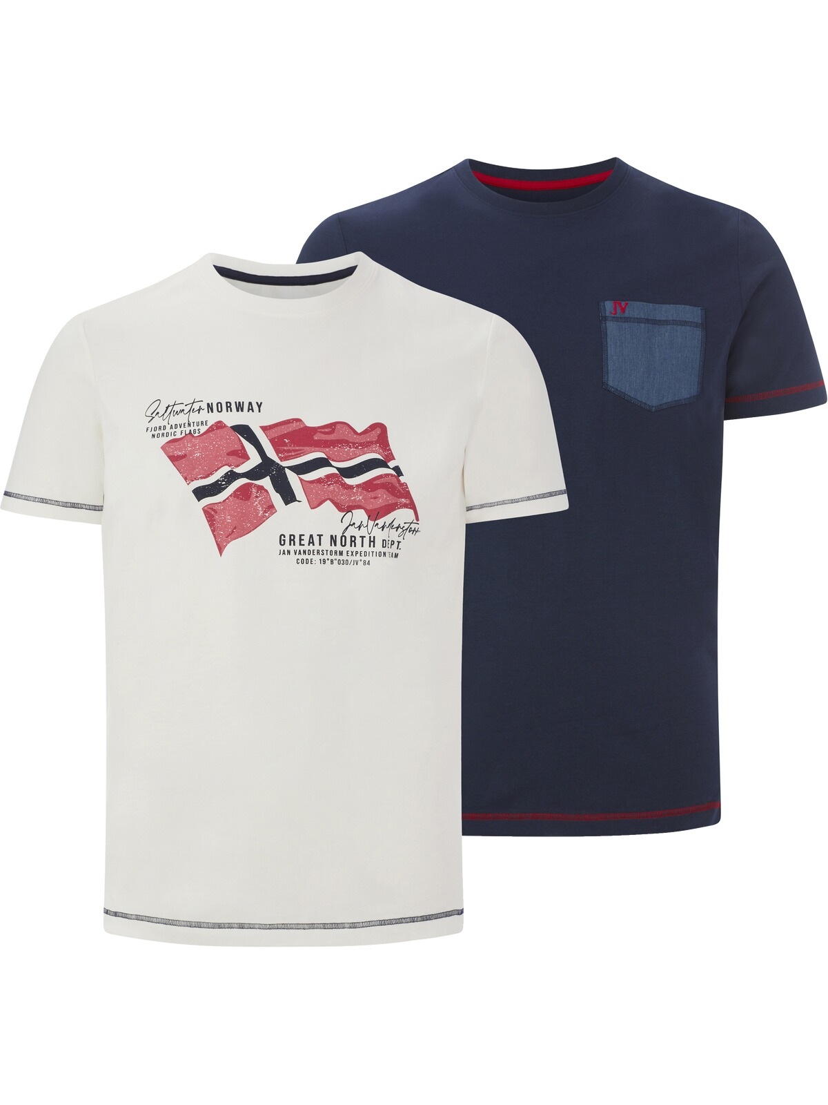 Jan Vanderstorm Balden T-Shirt White/Navy 7XL 2