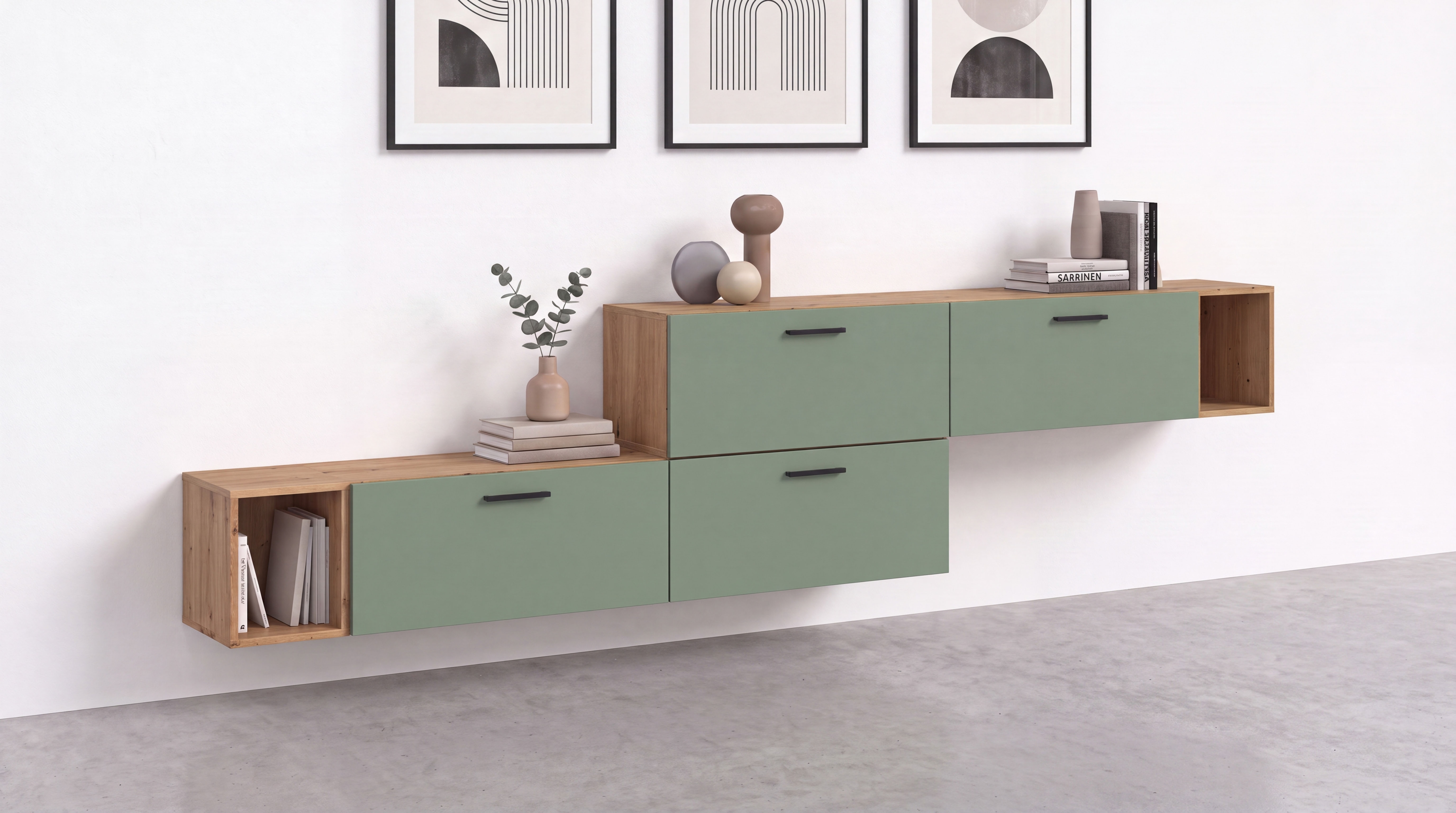 Home affaire Schrank-Set "ENESTE, 6-teilig, in verschiedenen Farben, individuell kombinierbar" verschiedenste Kombinationmöglichkeiten, stehend oder hängend, 2 Stk. tlg.