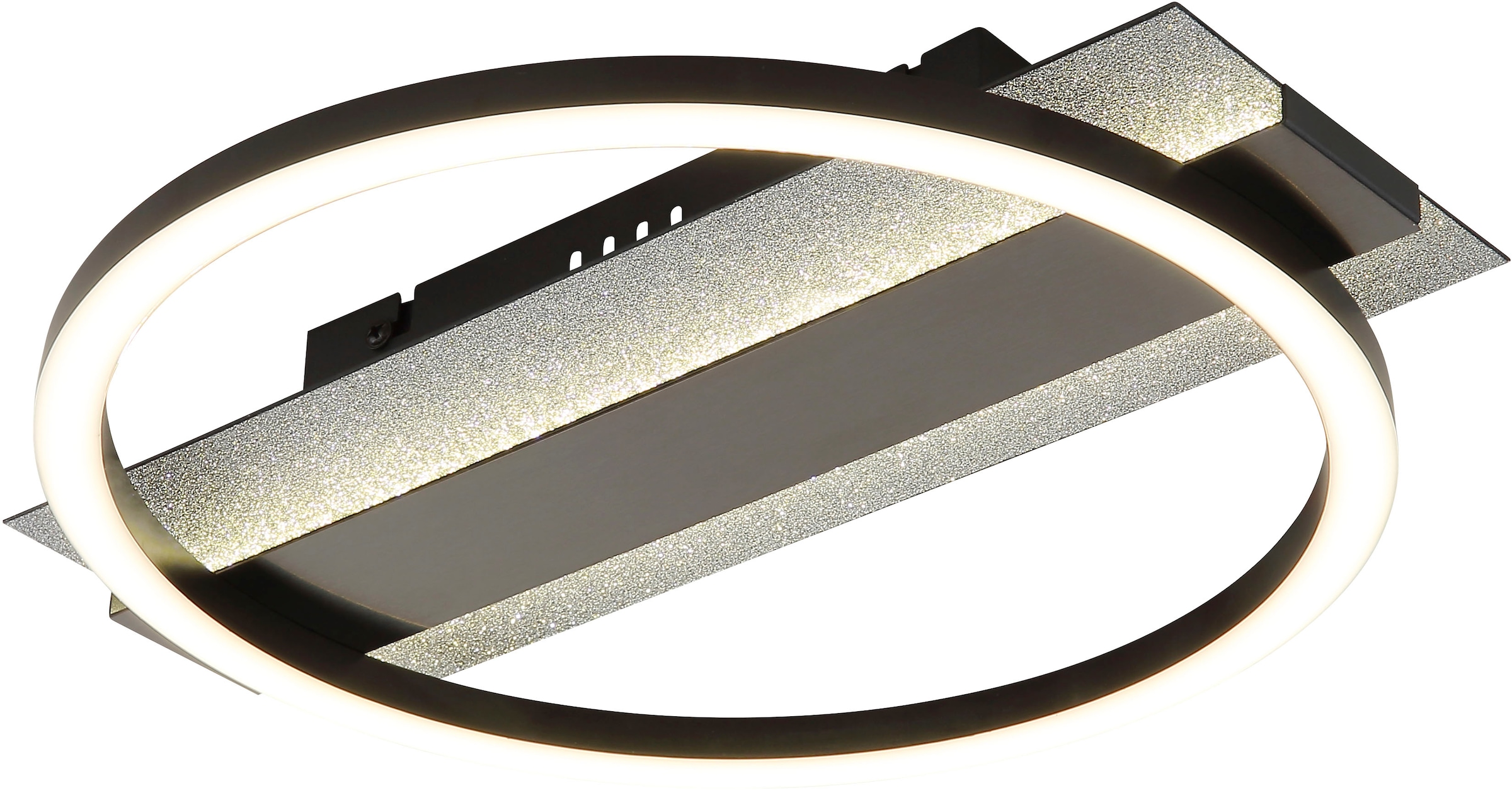 GLOBO LIGHTING Deckenleuchte »NORBERTO« LED-Modul 1 Stk. Warmweiß Deckenleuchte schwarz/silber, dimmbar, Memory, 3 Stufen Ringe