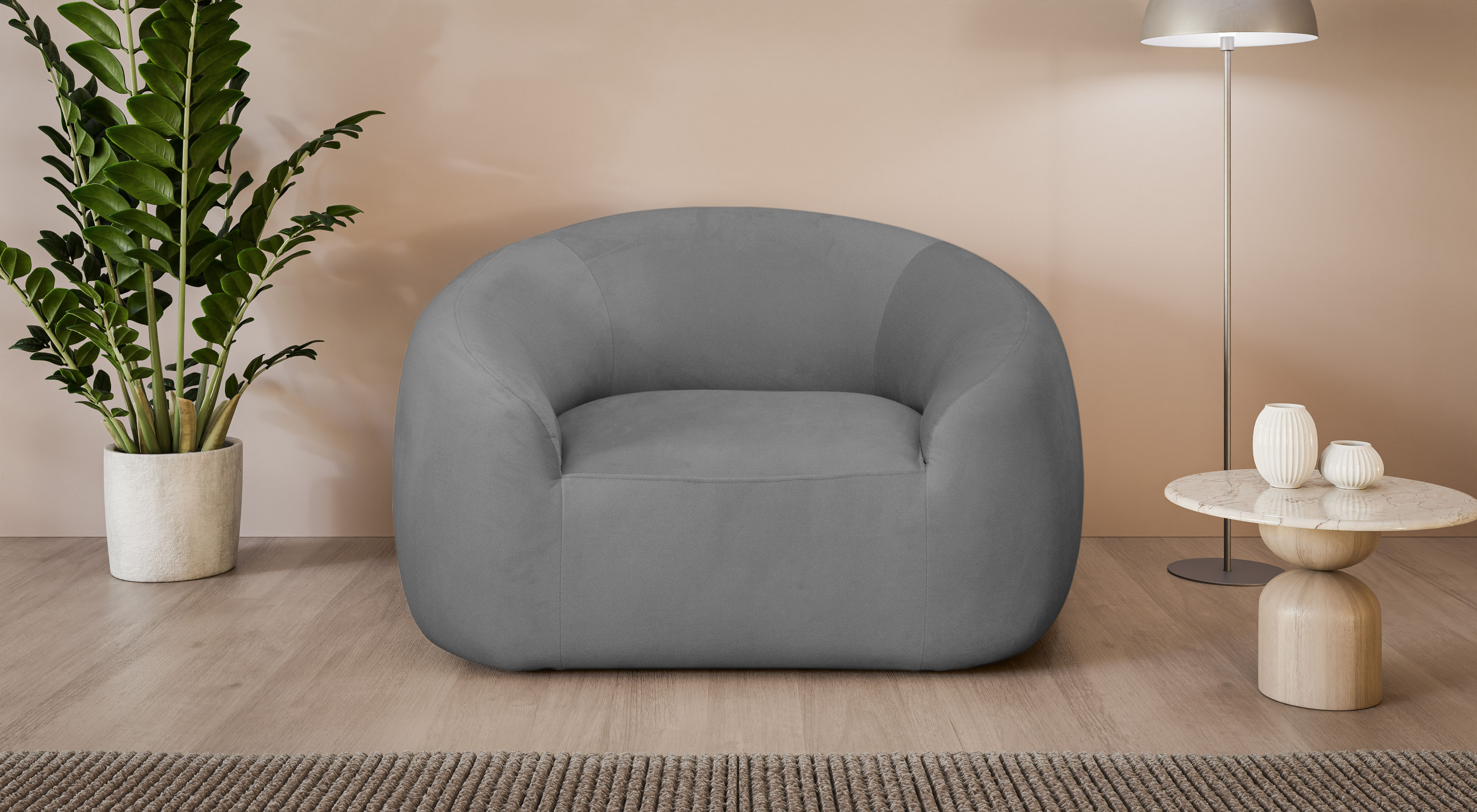 LeGer Home by Lena Gercke Sessel "YANI Relaxsessel, Loungesessel, Maße B/T/H: 127/96/76 cm" organische Form, mit Wellenunterfederung, auch in Bouclé