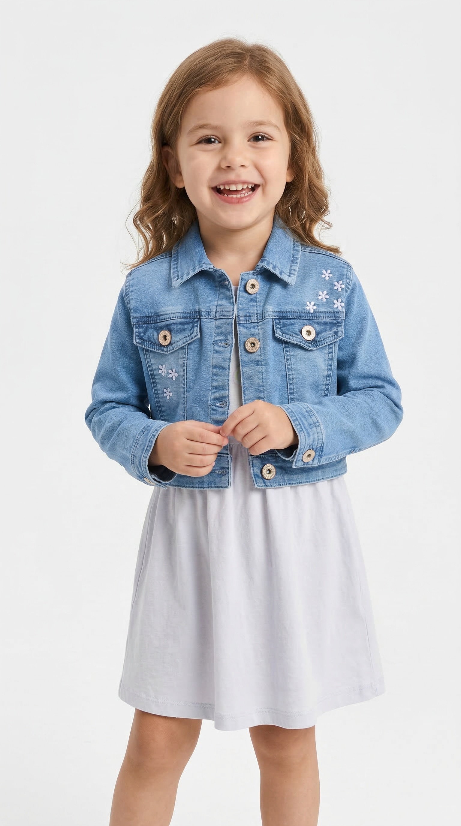 happy girls Jeansjacke ohne Kapuze mit tollen Blütenstickereien