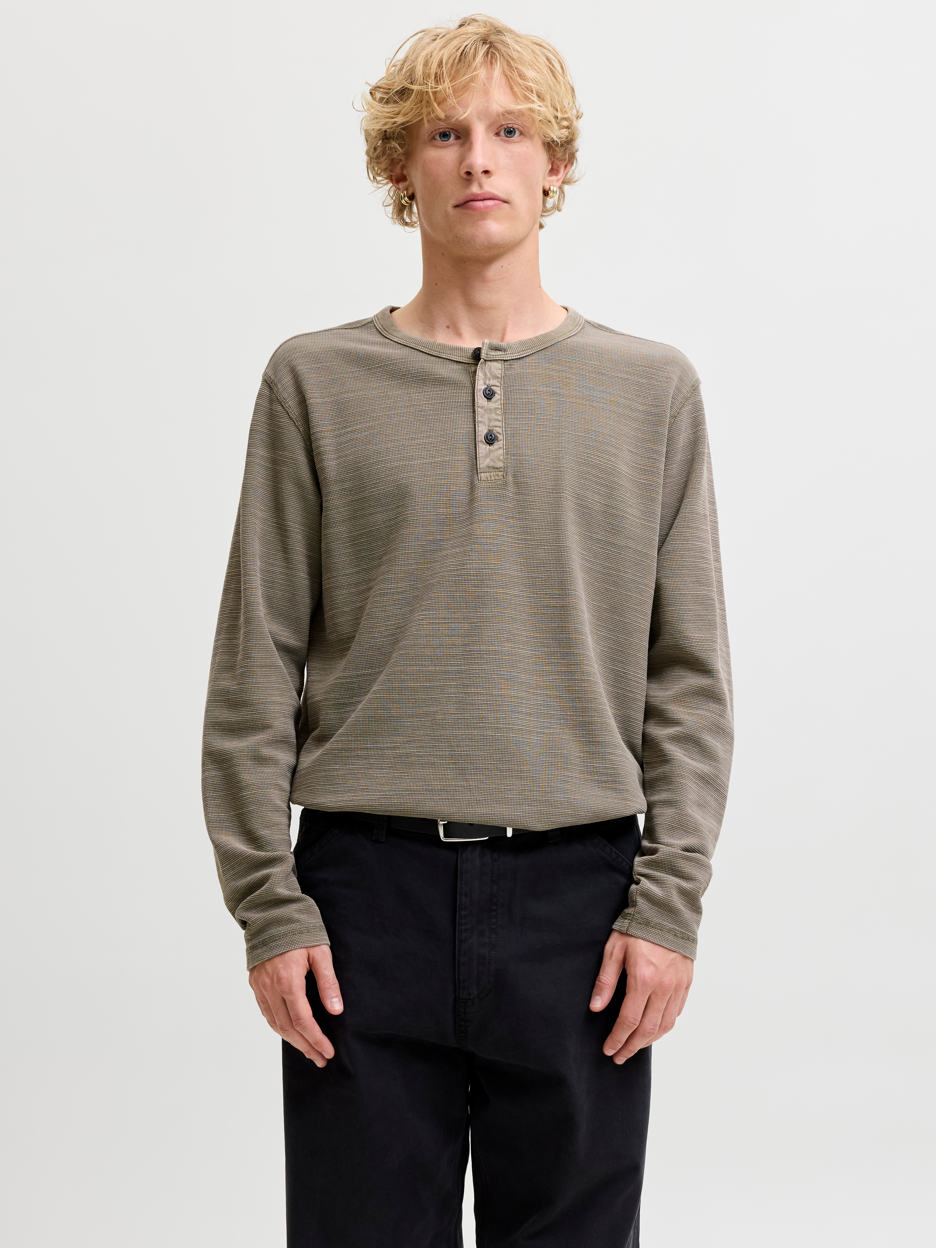 Jack & Jones Langarmshirt "JPRBLUAARON LS HENLEY TEE" Baumwollmischung