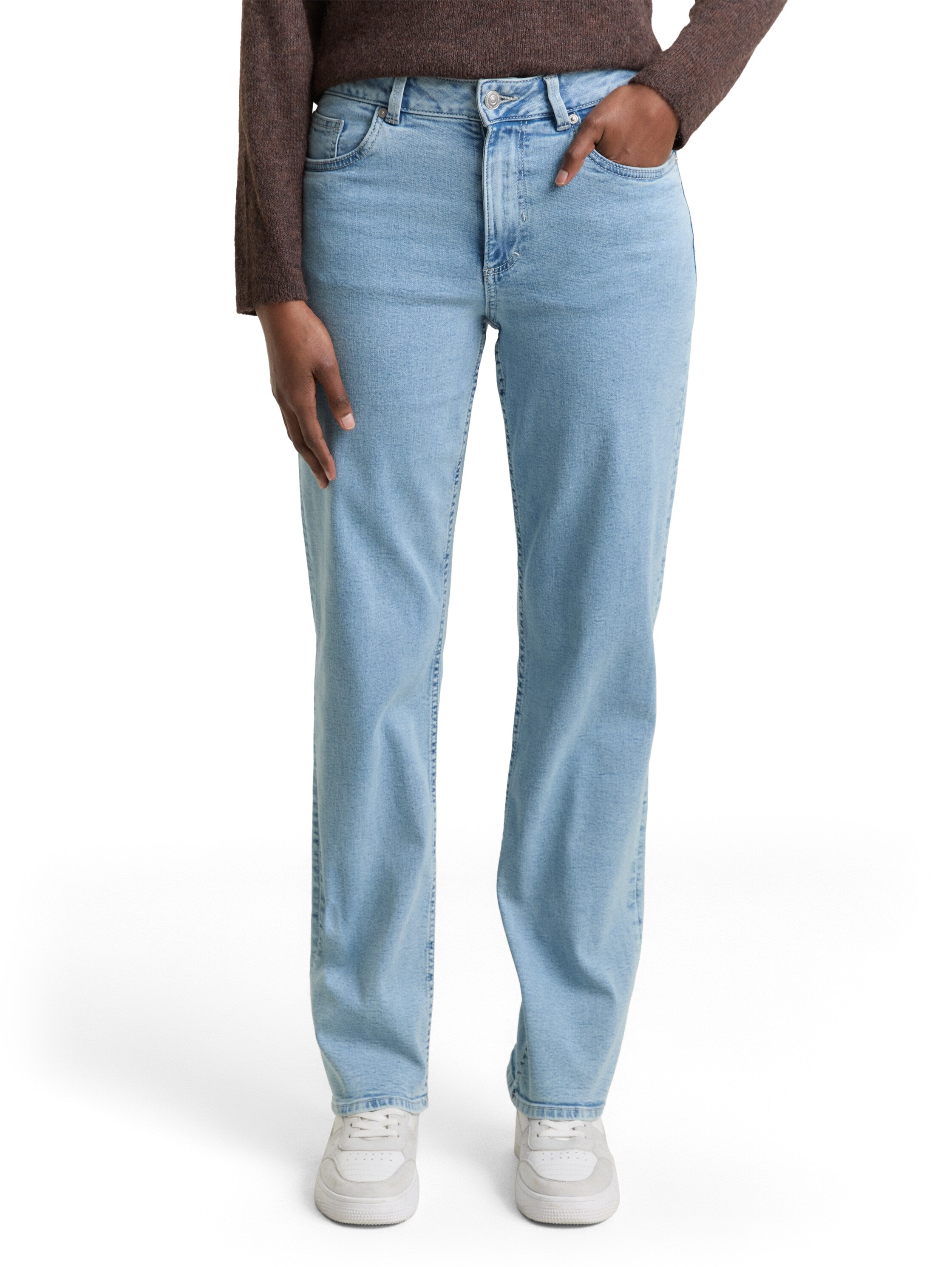 Straight-Jeans TOM TAILOR DENIM "ELLA", Damen, Gr. 31, Länge 30, light stone blau denim, Denim/Jeans, Obermaterial: 99% Baumwolle, 1% Elasthan, unifarben, straight fit lang, Jeans Straight-Jeans, im Five-Pocket Style