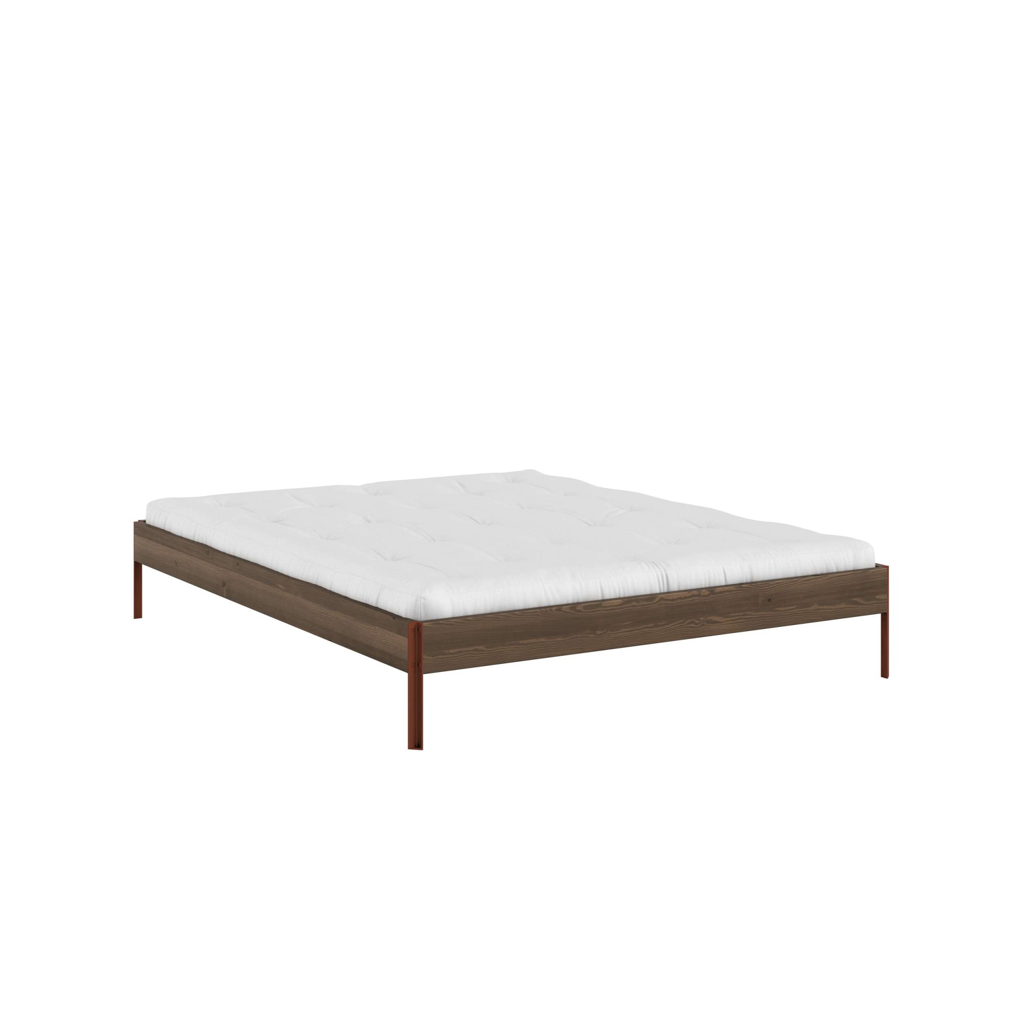 Bettgestell KARUP DESIGN "CORE BED Bodenbett, Holzrahmen, Futonbett, Jugendbett, Holzbett", carob braun, terra rot, B:166cm H:34cm L:206cm, Betten, Bettgestell, Massivholzbett mit Lattenrost, Kiefer massiv, Doppelbett ohne Kopfteil