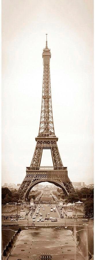living walls Fototapete "Eiffelturm Paris", Fototapete Eiffelturm Braun Sepia 1,00 m x 2,80 m Vliestapete