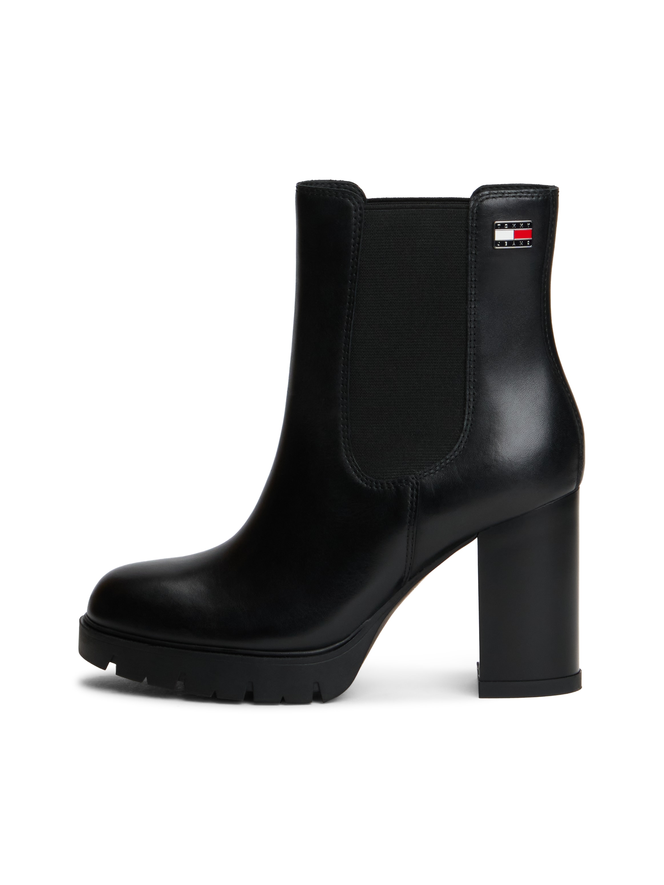 Tommy Jeans Chelseaboots »TJW CHELSEA HIGH HEEL BOOTS«  Ankle Boots, Plateaustiefeletten mit Stretcheinsatz und Logoflagge