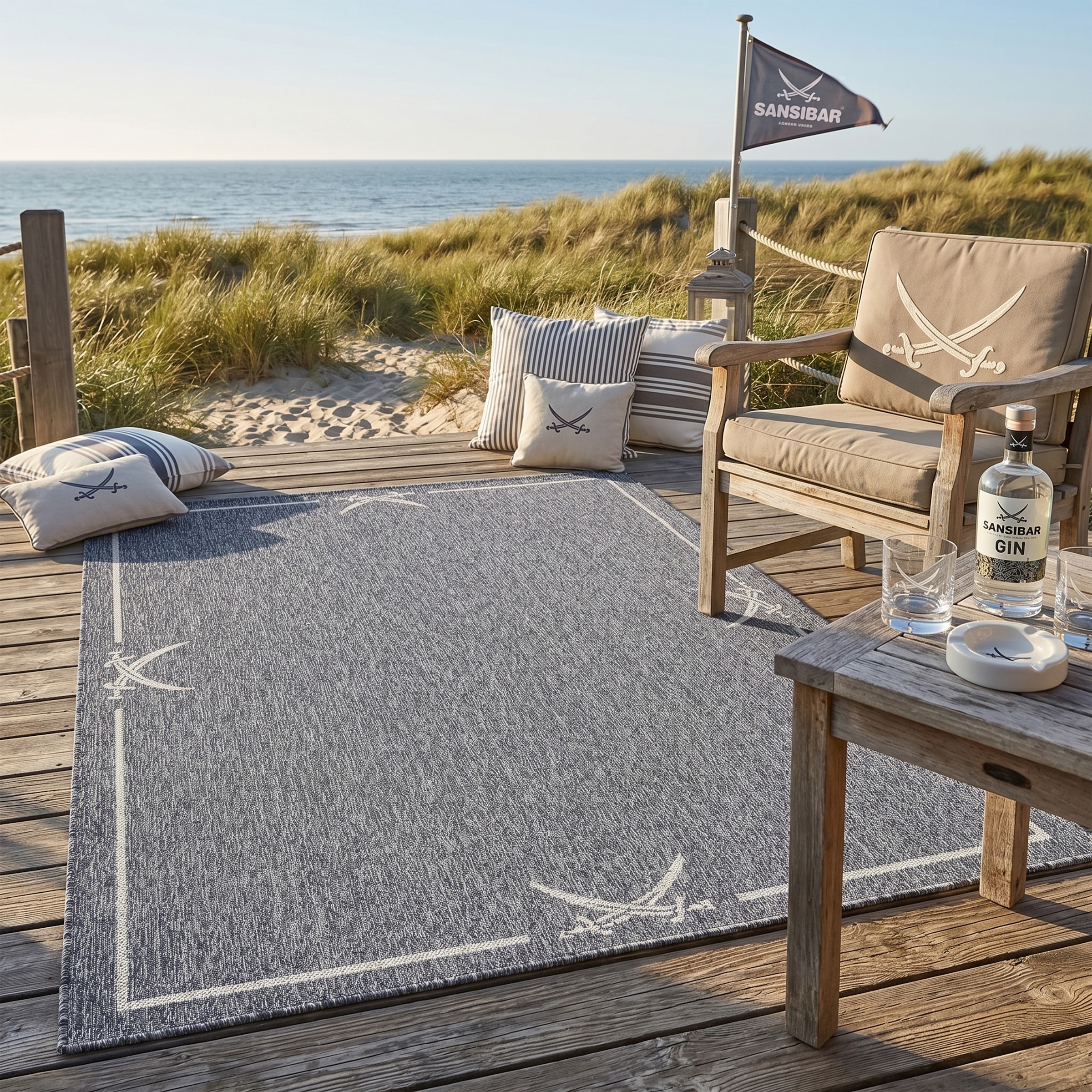 Sansibar Teppich "Nordsee Beach SA-035" rechteckig 5 mm Höhe modernes Design, meliert, Motiv: Säbel, In- und Outdoor geeignet