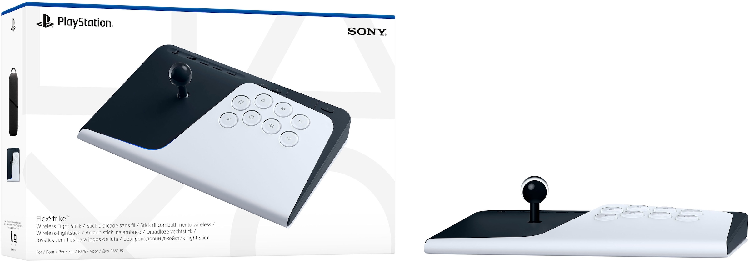 "PLAYSTATION 5 PlayStation-Controller ""FlexStrike Wireless-Fightstick"", schwarz, weiß, B:35,9cm H:22,8cm T:8,7cm, Spielecontroller"