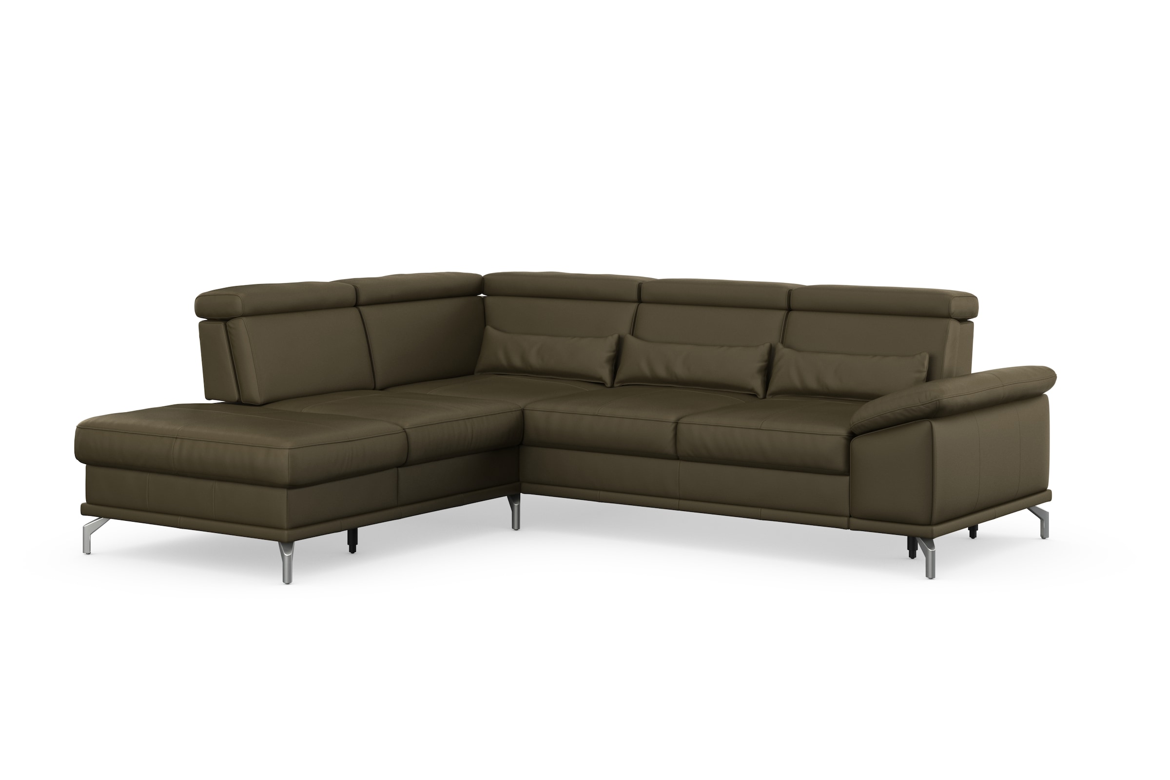 sit&more Ecksofa »Cabrio L-Form, mit Sitztiefenverstellung, Arm- und Kopfteilverstellung«, 3 Nierenkissen, Federkern, optional Bettfunktion und Stauraum