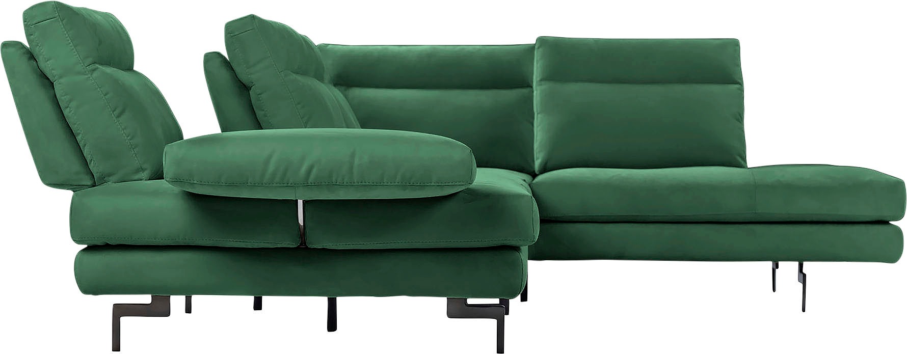 CALIA ITALIA Ecksofa »Toby Wing, L-Form, Designsofa mit sensationellem Sitzkomfort«, Sitztiefenverstellung, funktionale Ecke, Füße in schwarz matt
